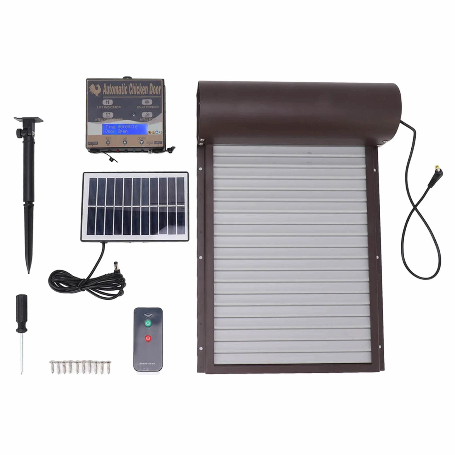 Puerta AUTOMÁTICA para GALLINERO con ENERGÍA Solar, Segura, Duradera, FÁCIL DE Usar, CÁMARA, DETECCIÓN REMOTA, Ideal para Aves DE Corral (Marrón)