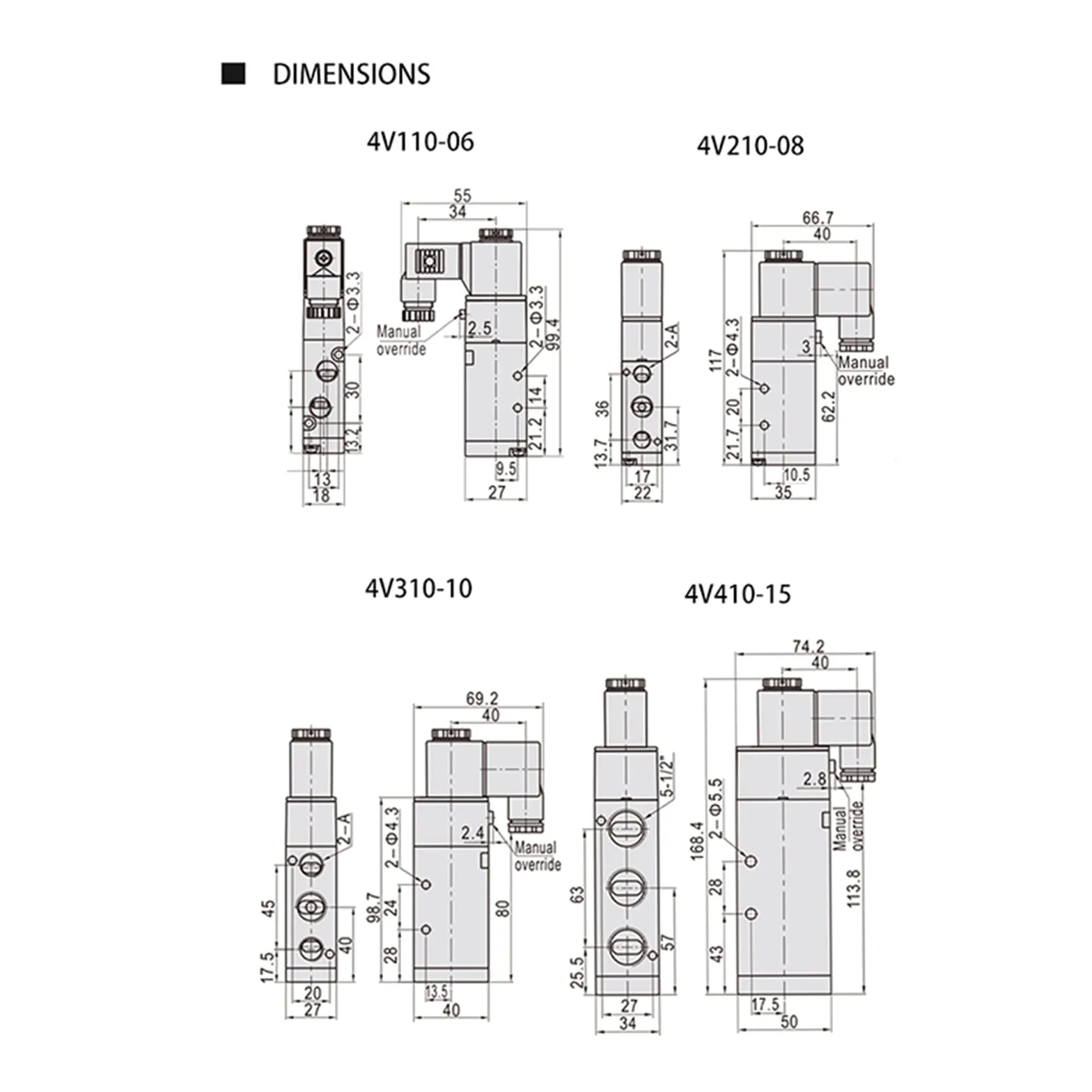 4V210-08 4v110-06 válvula de Aire neumática de 5 vías 5/2 electromagnética DC12V DC24V Controlador de válvulas solenoide AC110V AC220V 4V310-10(4V210-08,AC220V)