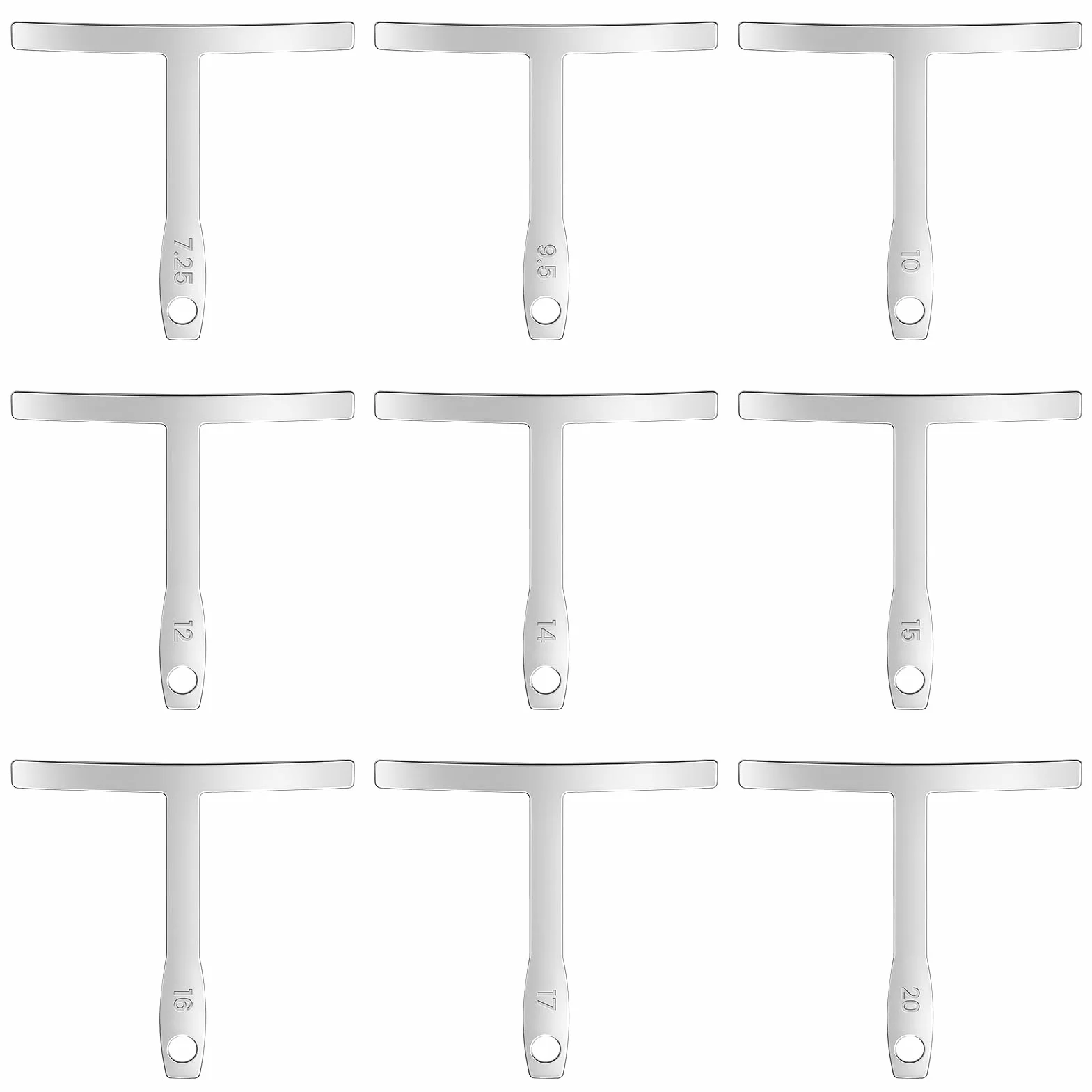 Juego de 9 Galgas de Radio para Guitarra y Bajo, Medidor de Precisión 7.25" a 20", Herramienta Profesional para Luthier