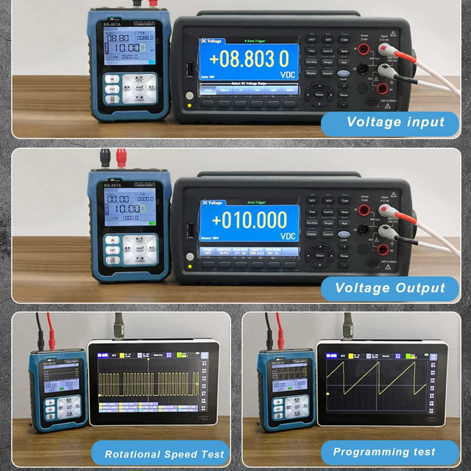 SG 003a Generador de Fuente de Señal Multifuncional Múltiples Modos de Señal Función de Salida Automática Pantalla Digital de 2,4 Pulgadas Generador de Frecuencia de Voltaje para Sistema PLC