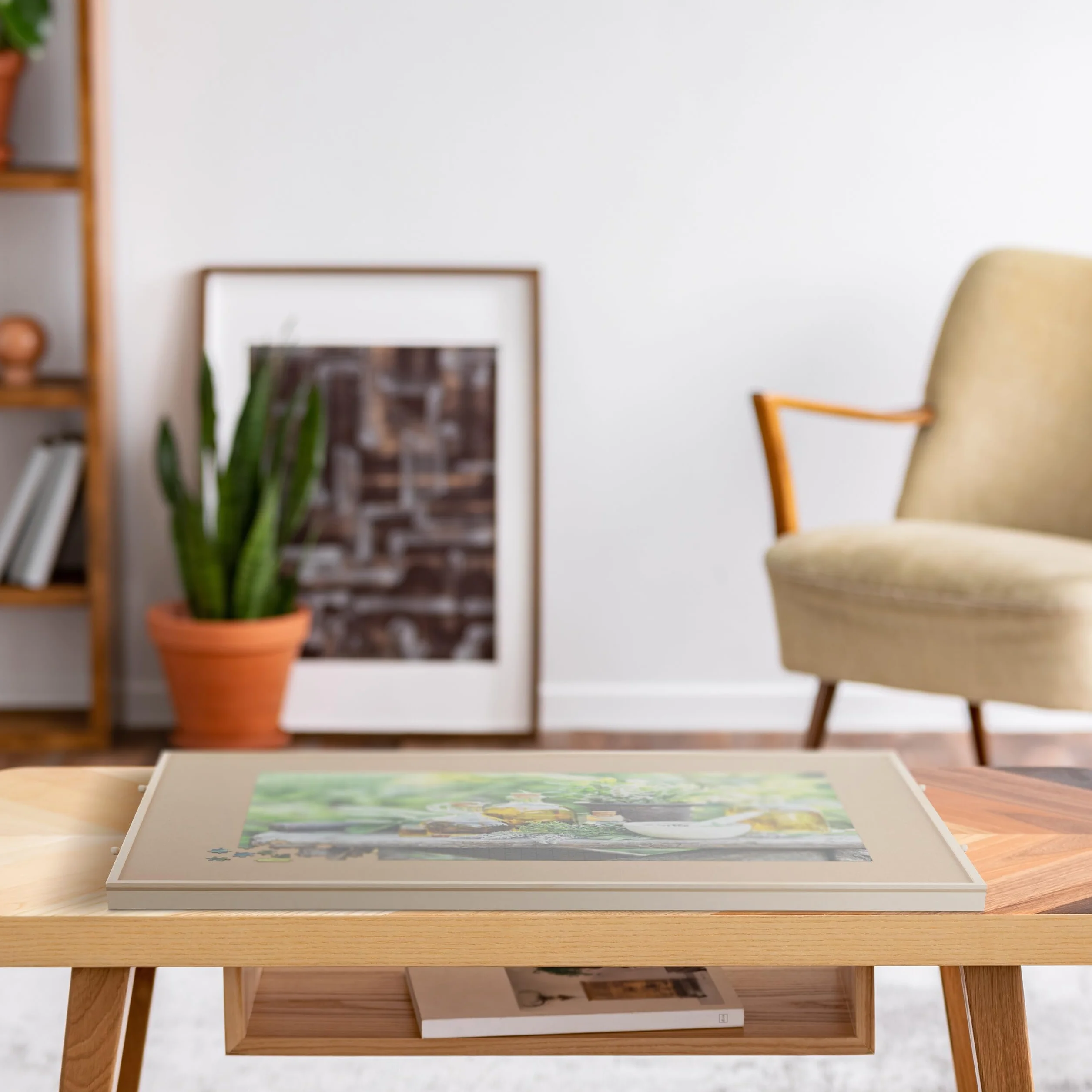 Relaxdays Tablero para Puzzles con 4 Cajones, Organizador Rompecabezas de 1500 Piezas, Giratorio, Inclinable