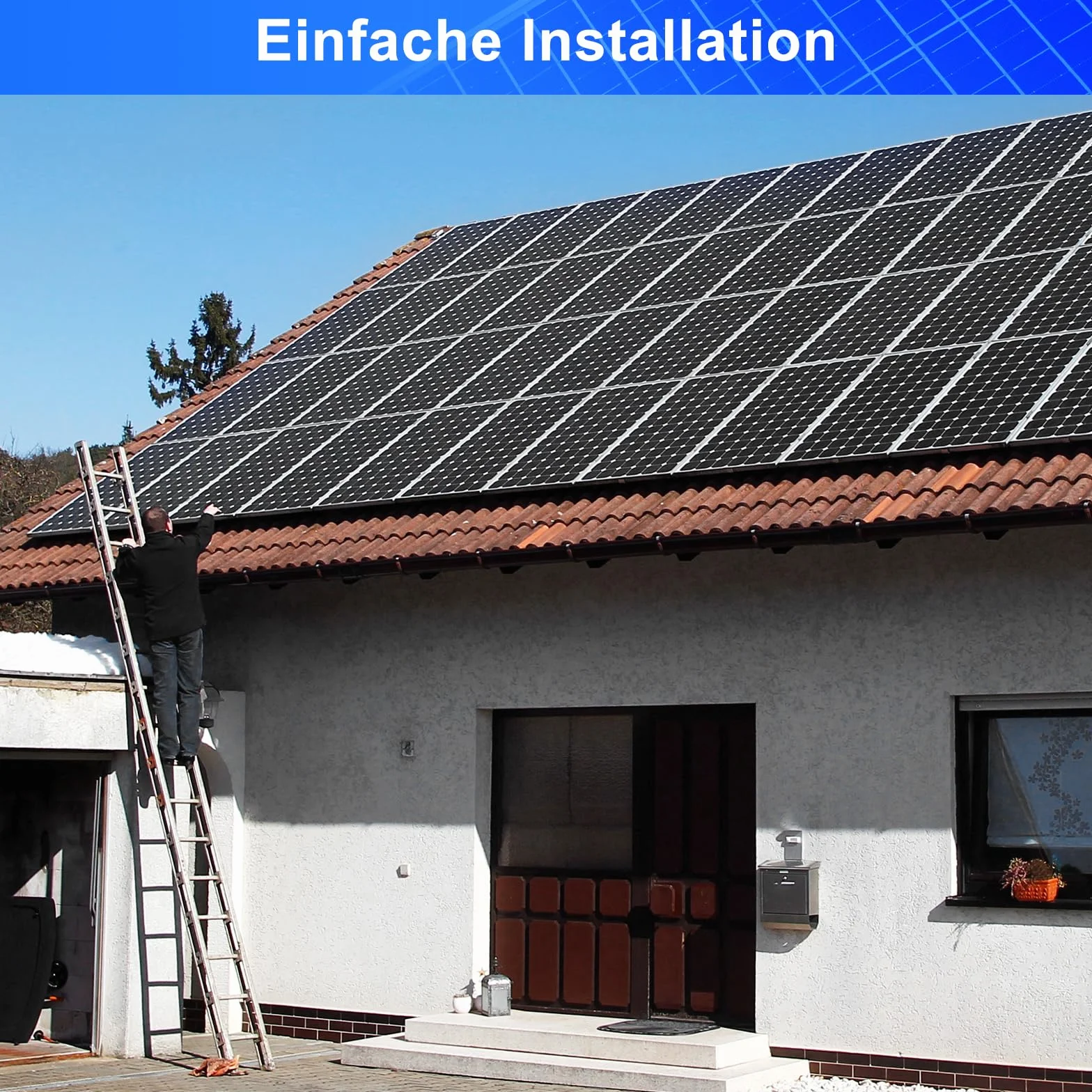 DERUXI 50W Placa Solar 12V Kit Panel Solar Mono Set Completo para Casa Vehículos Techos Barcos