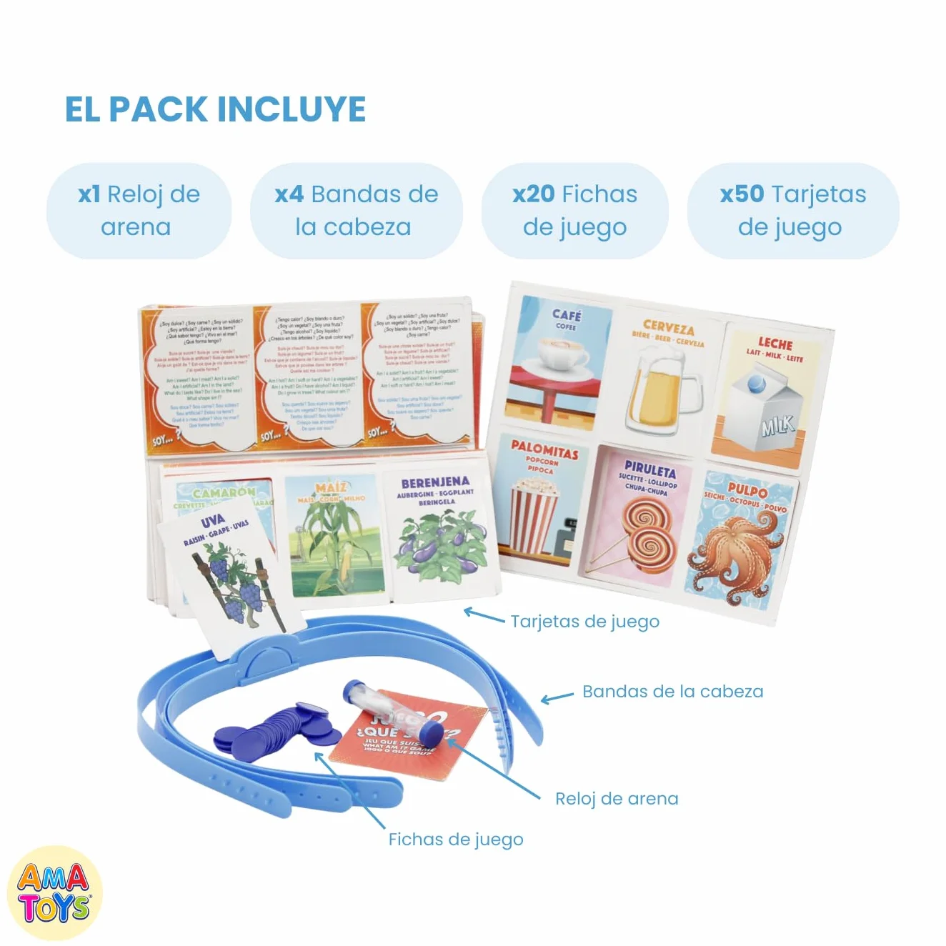 Adivino Que Soy Guess Game – Juego de Mesa para Niños y Familias, Adivina la Palabra con Cintas y Cartas, 2-6 Jugadores, +3 Años