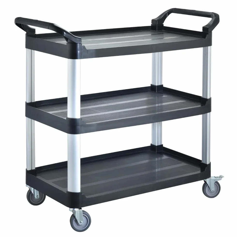 BPT Carrito de cocina con 3 estantes, capacidad de carga 250 kg, carrito de limpieza en el restaurante, hotel Schul cocina, carrito de servicio, carrito