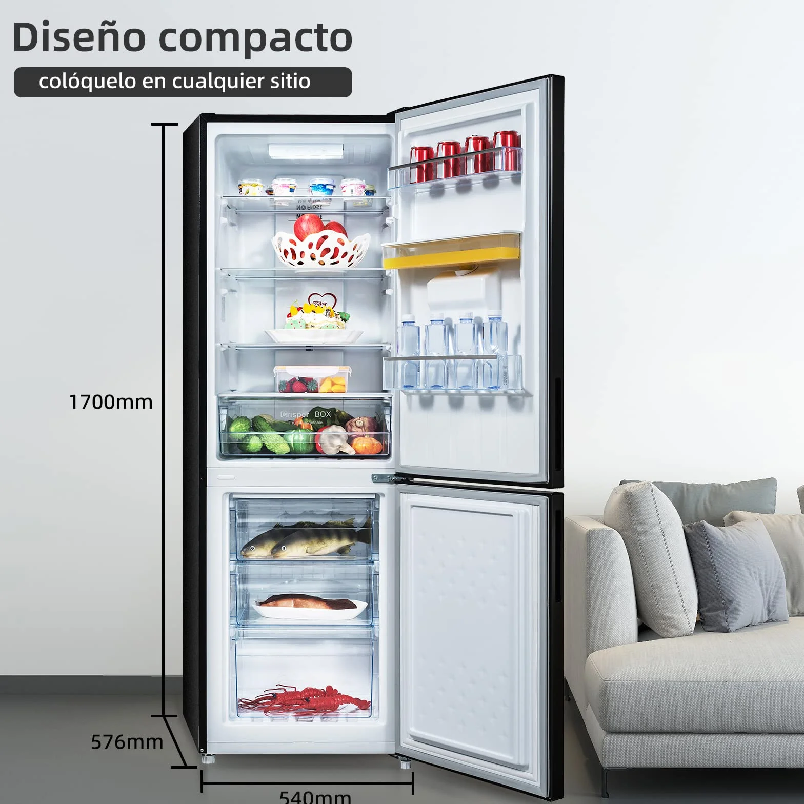 CHiQ FBM228NE4DE No Frost Combi Refrigerator 231 L, flujo de aire múltiple, dispensador de agua, 170 cm
