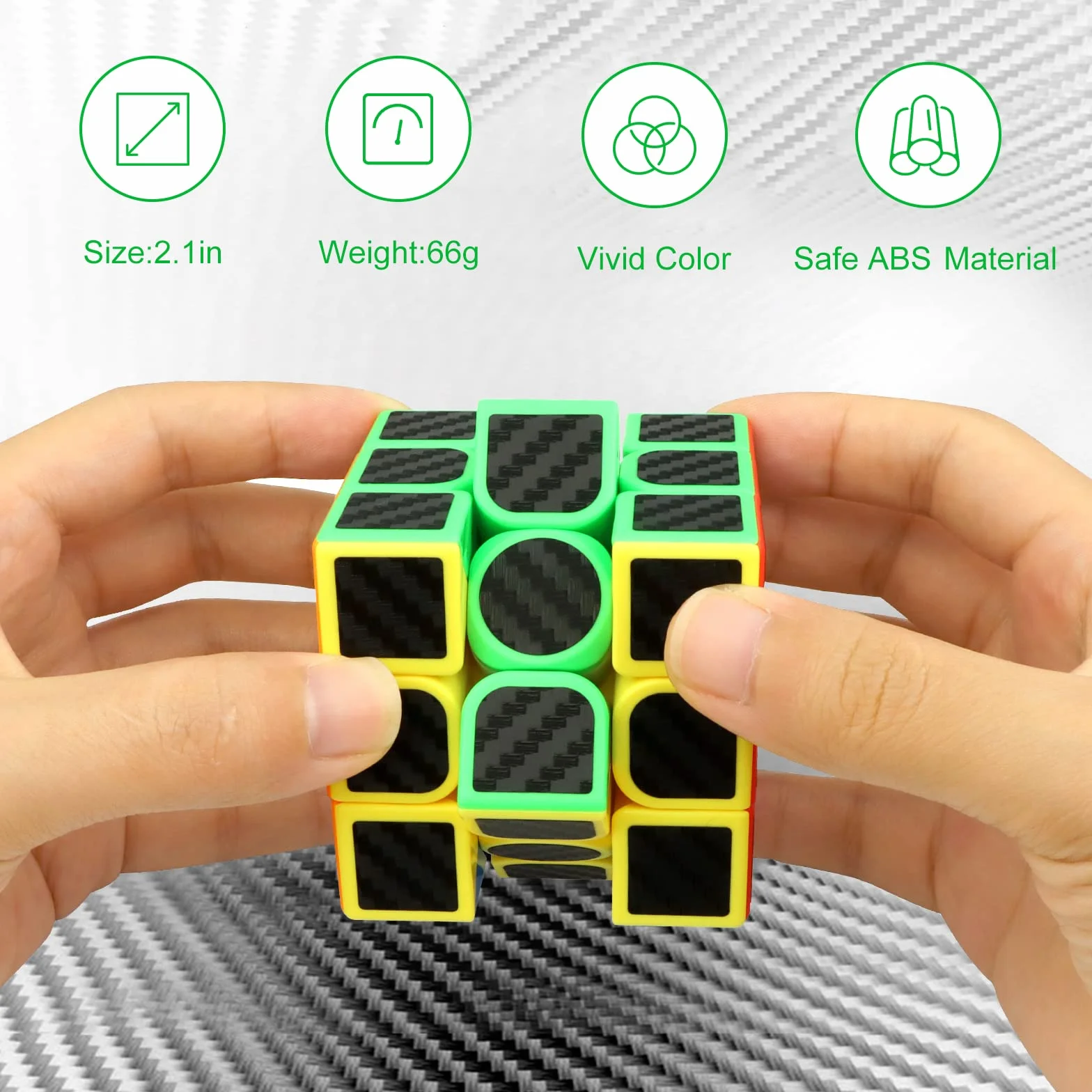 JOPHEK Cubo Mágico 3x3x3 Speed Cube Fibra de Carbono