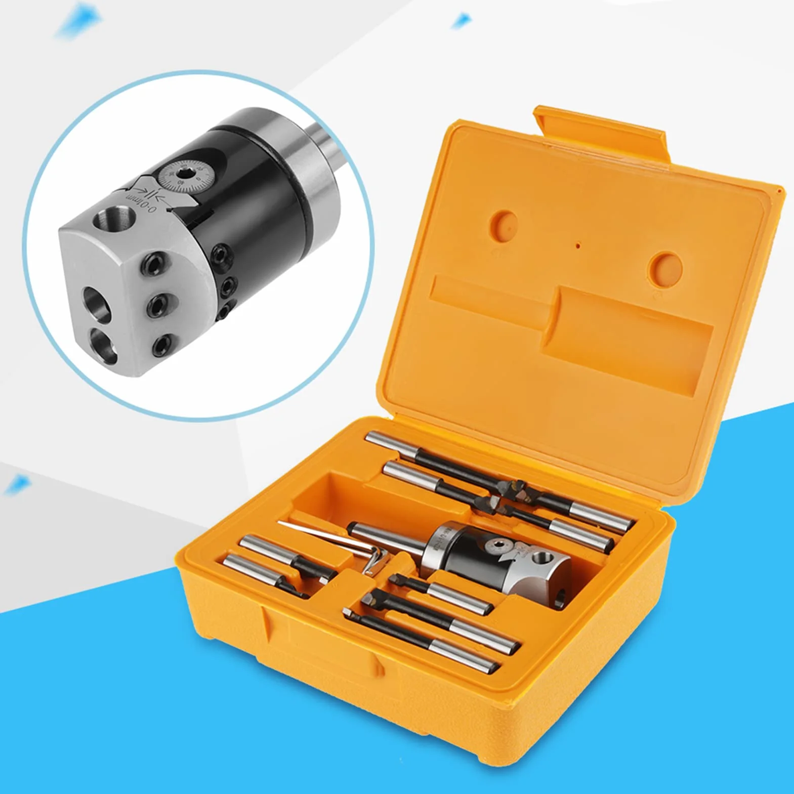 Cabezal de Mandrinado MT2-M10 y F1-12 de 50 mm con Juego de Herramientas de Perforación y Barra de 12 mm en Estuche