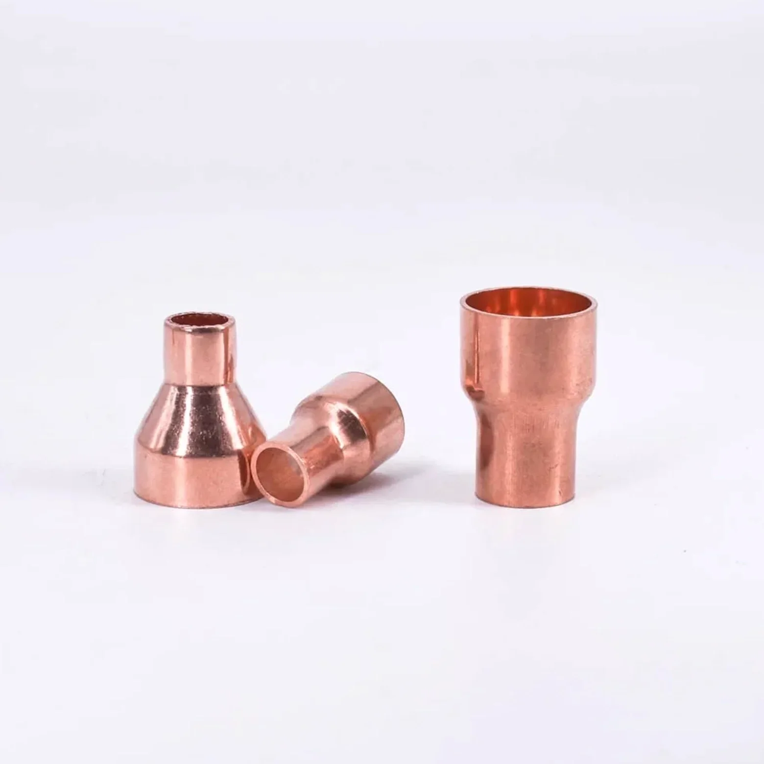 5pcs 6.35 8 10 12.7 15 16 19 25 28 32mm Pure Copper End Feed Solder Reducer Plumbing Pipe Fitting Connector Coupler Air Conditioner(38mm To 35mm) Brass Hose