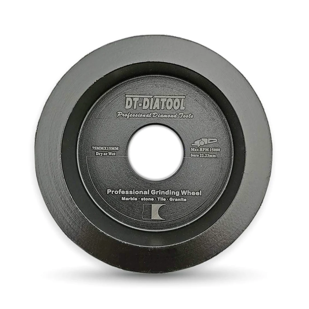 Discos de Esmerilado Manual, Muela de Diamante soldada al vacío 75 mm (3") con Eje Borde semicircular, Grano 60 7/8", Varios tamaños(1,30mm)