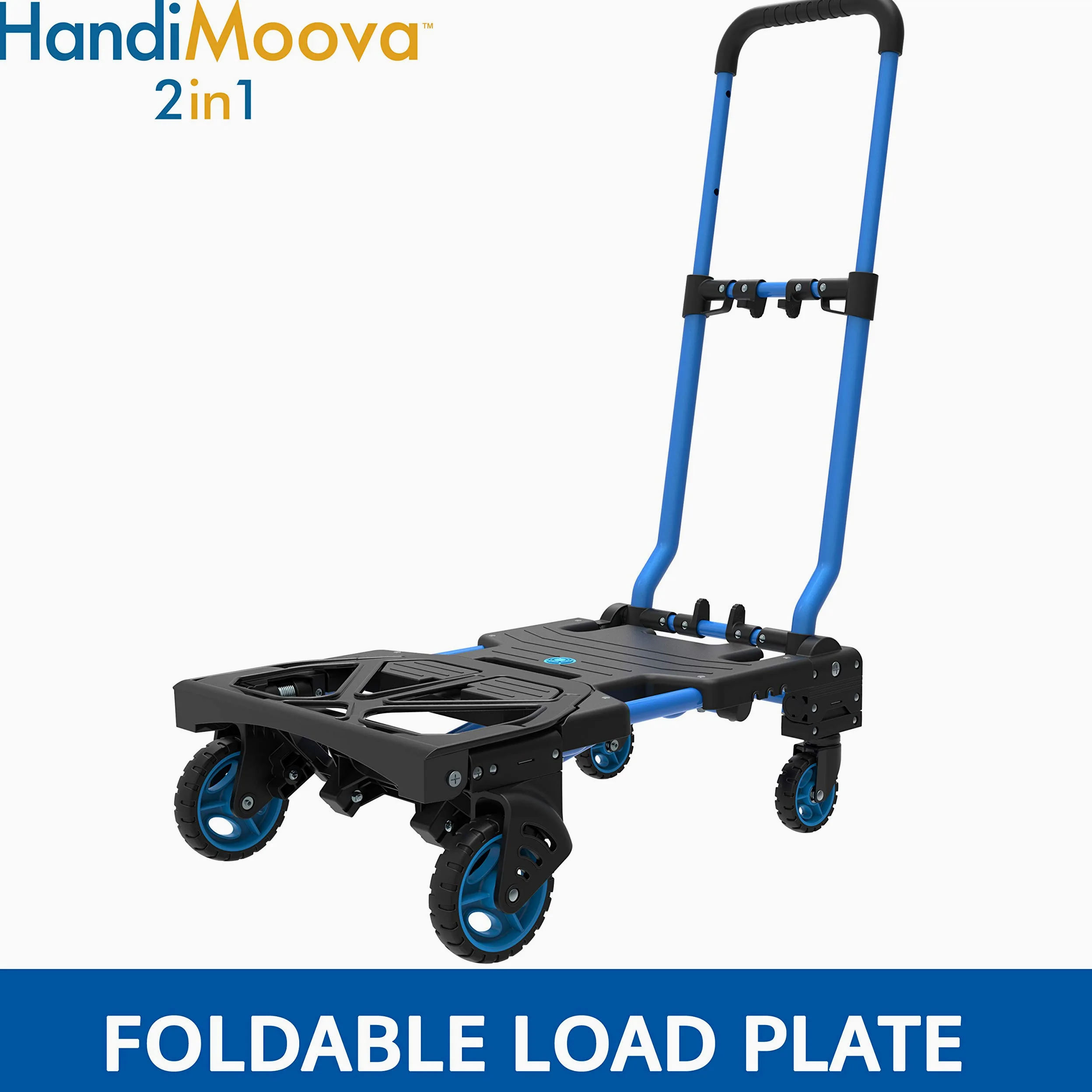 HandiMoova - Carro para Carga de 135 kg y Diablo 2 en 1 para Carga de 70 kg con Plataforma Plegable, transformable en cuestión de Segundos