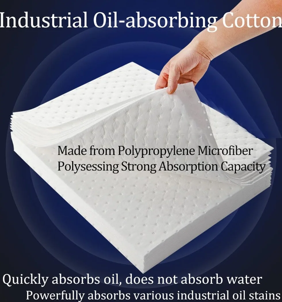 Almohadillas Absorbentes Aceite - Bayetas absorbentes Industrial, Almohadillas Universales Absorbentes de Aceite para Proteger el Hogar, Garaje, Sótano, 50x40cm(50pcs,5mm)