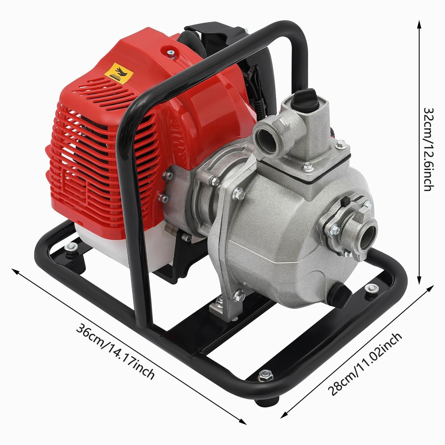 Bomba de agua para motor de gasolina de 2 tiempos, bomba de agua sucia, bomba de jardín, 1,25 kW