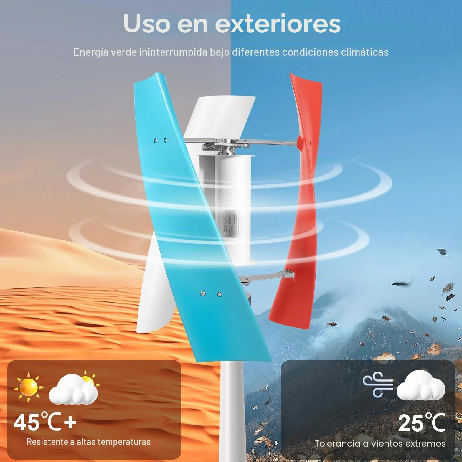 Aerogenerador Doméstico 400 W, Turbina Eólica Vertical Kit Completo de 12 V con Controlador, Generador de Bajo Ruido en Espiral para Jardín