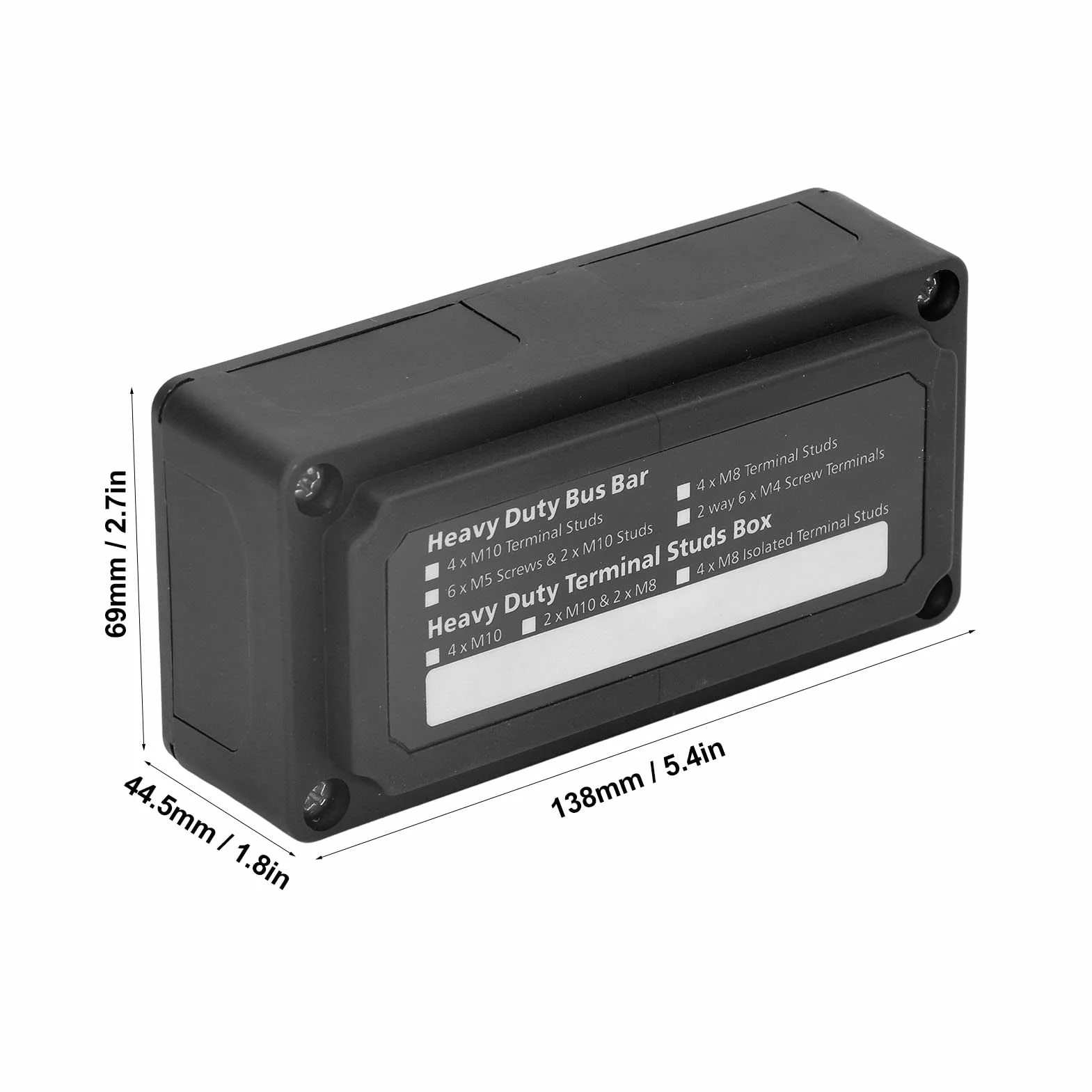 Bloque de distribución de barras, bloque de distribución de alimentación M8 caja barras con cubierta para coche y barco, DC 48 V 300 A (BLACK)