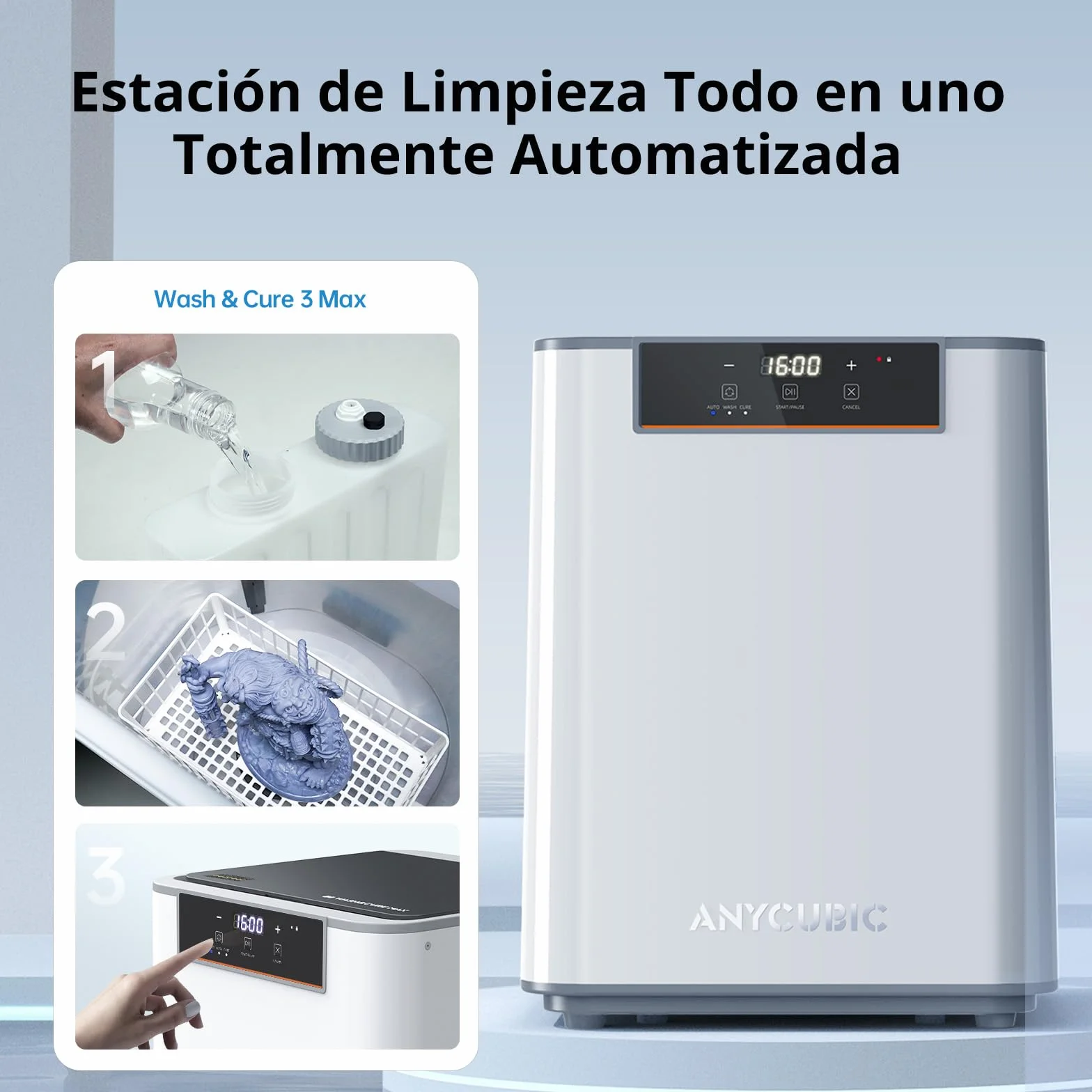 ANYCUBIC Wash & Cure 3 MAX Machine, Máquina de Lavado y Curado Todo en Uno Ultra Grande para Impresoras 3D de Resina LCD/DLP/SLA