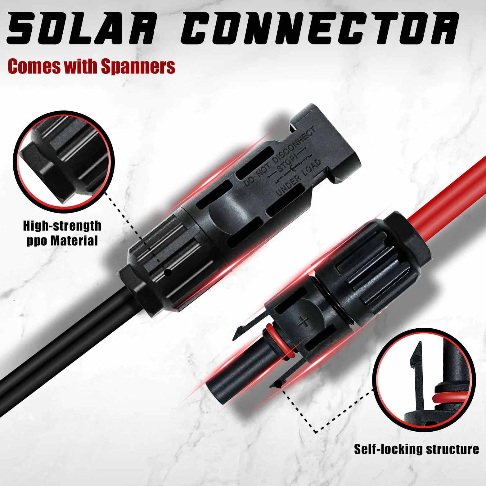 48 pares de conectores solares, conectores solares macho y hembra, conectores de cable de panel solar con 2 llaves inglesas IP67 impermeables
