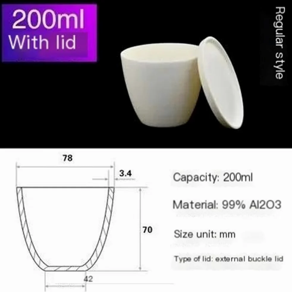 2 crisoles de alúmina de arco de grado de laboratorio con tapa, moldes de fusión for fundición de precisión (5-200 ml)(Model15)