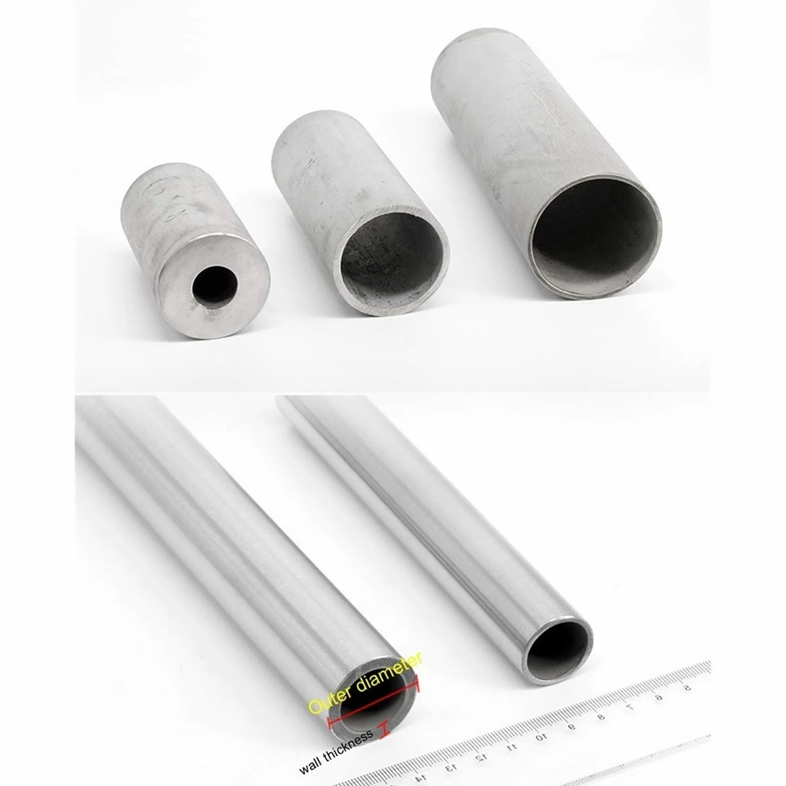 Tubo recto de metal sin costura 304, longitud de 500 mm(12x2mm)