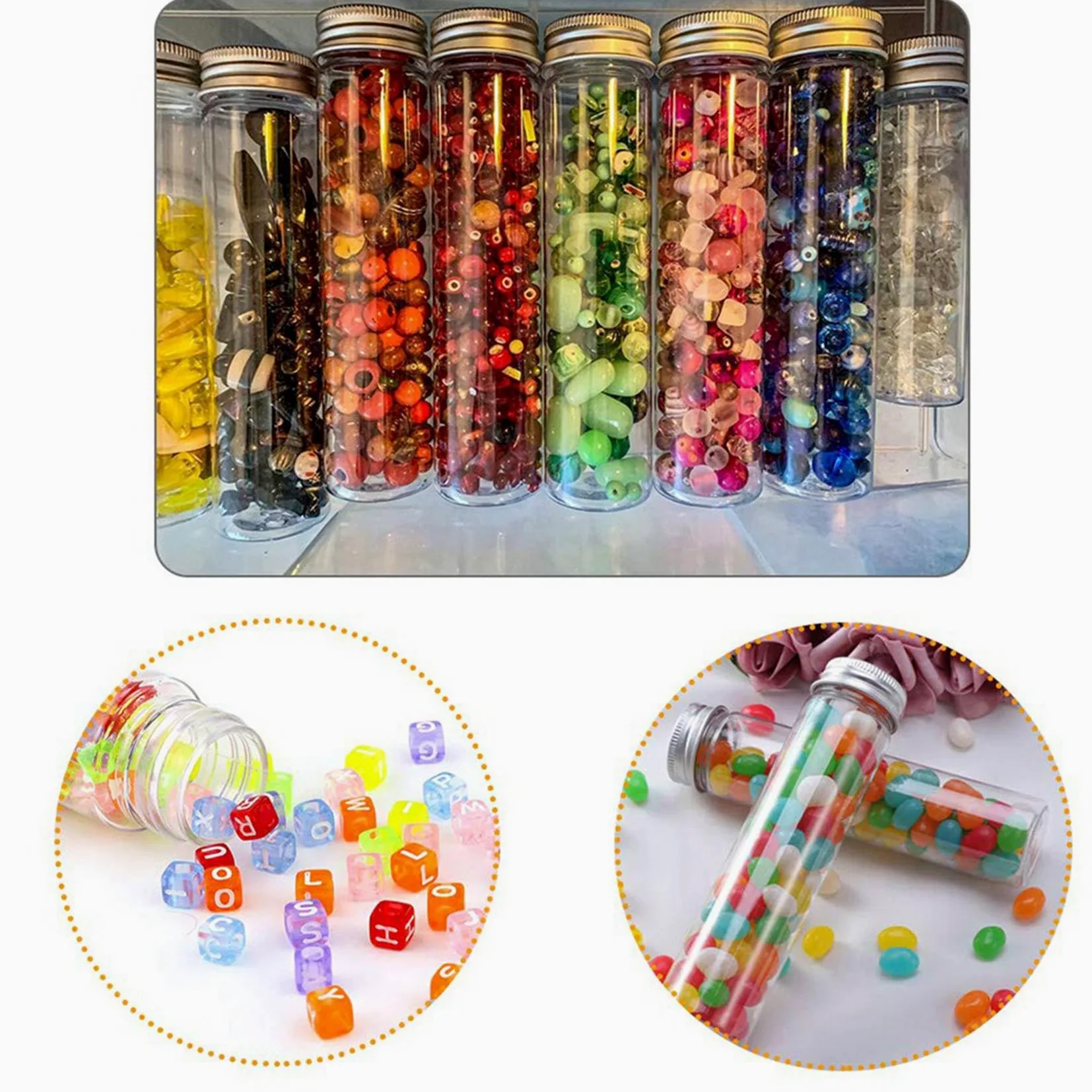 Tubo de Ensayo de Plástico de 90 Piezas de 110 Ml, Tubos de Ensayo Planos Transparentes, Tubos de Ensayo de Plástico con Tapas de Rosca para Dulces, Frijoles, Decoración de Fiesta