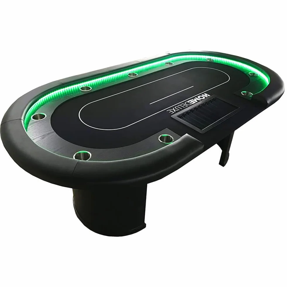 Mesa de póquer Home Deluxe Full House con iluminación LED y soporte para bebidas, 215 x 106 x 78 cm