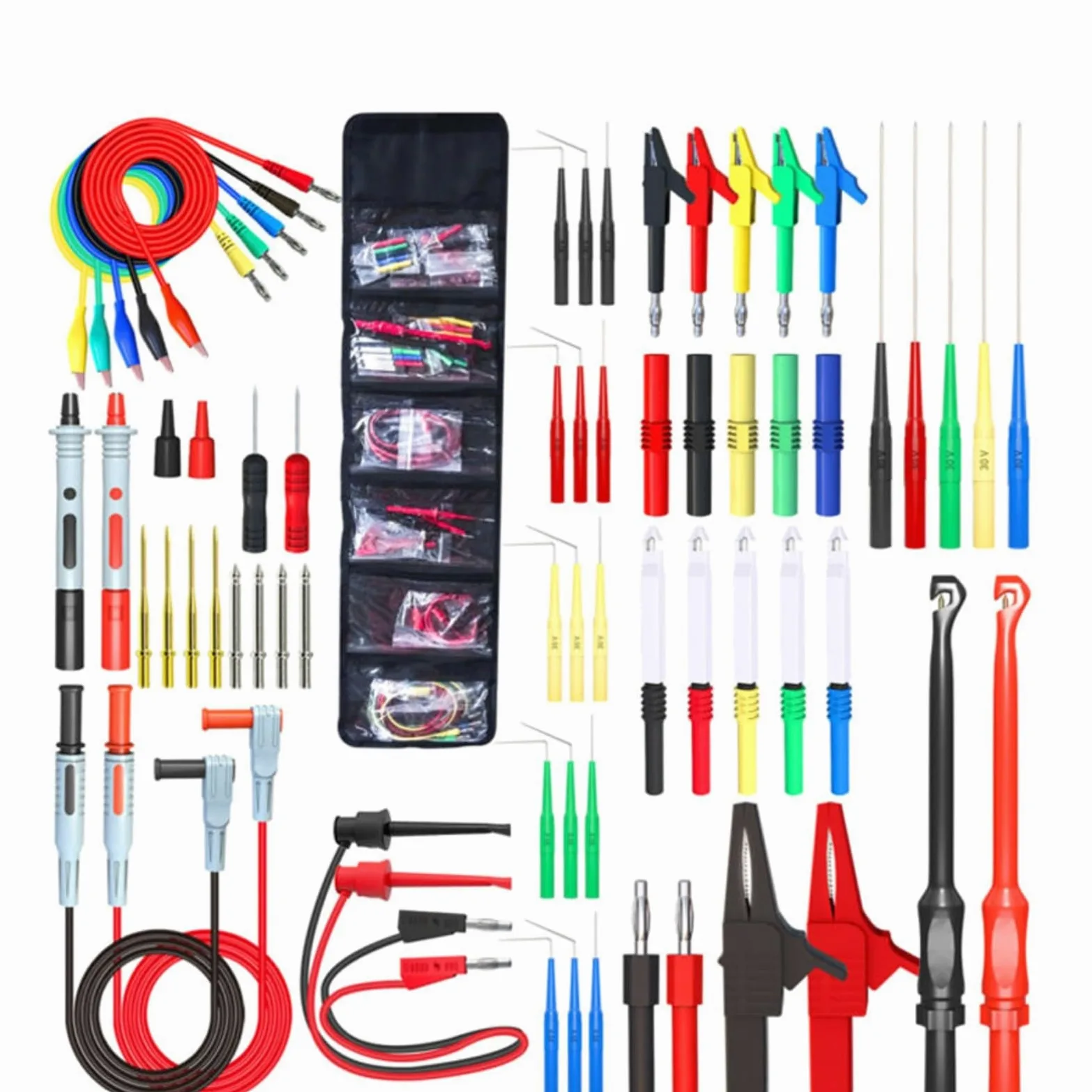 Juego de 61 cables de prueba de multímetro con puntas de prueba inversa, compatible con multímetros Fluke, conector banana de 4 mm, CAT III 1000 V, para automóviles y laboratorios