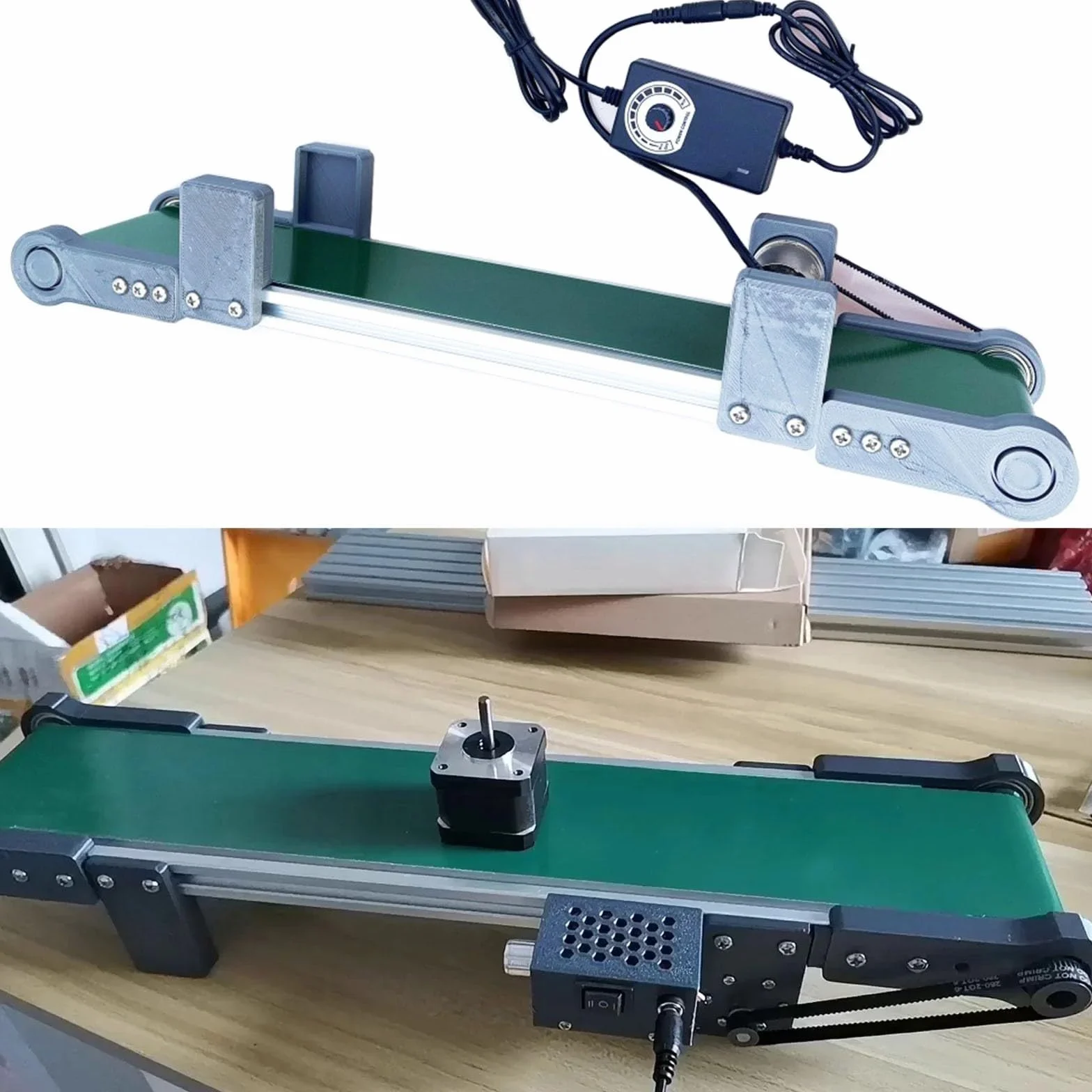 Cinta transportadora motorizada de PVC para transporte industrial, mesa ajustable, manejo eléctrico, modelo de ascensor, dispositivo de experimento de fricción para línea de montaje, transportador