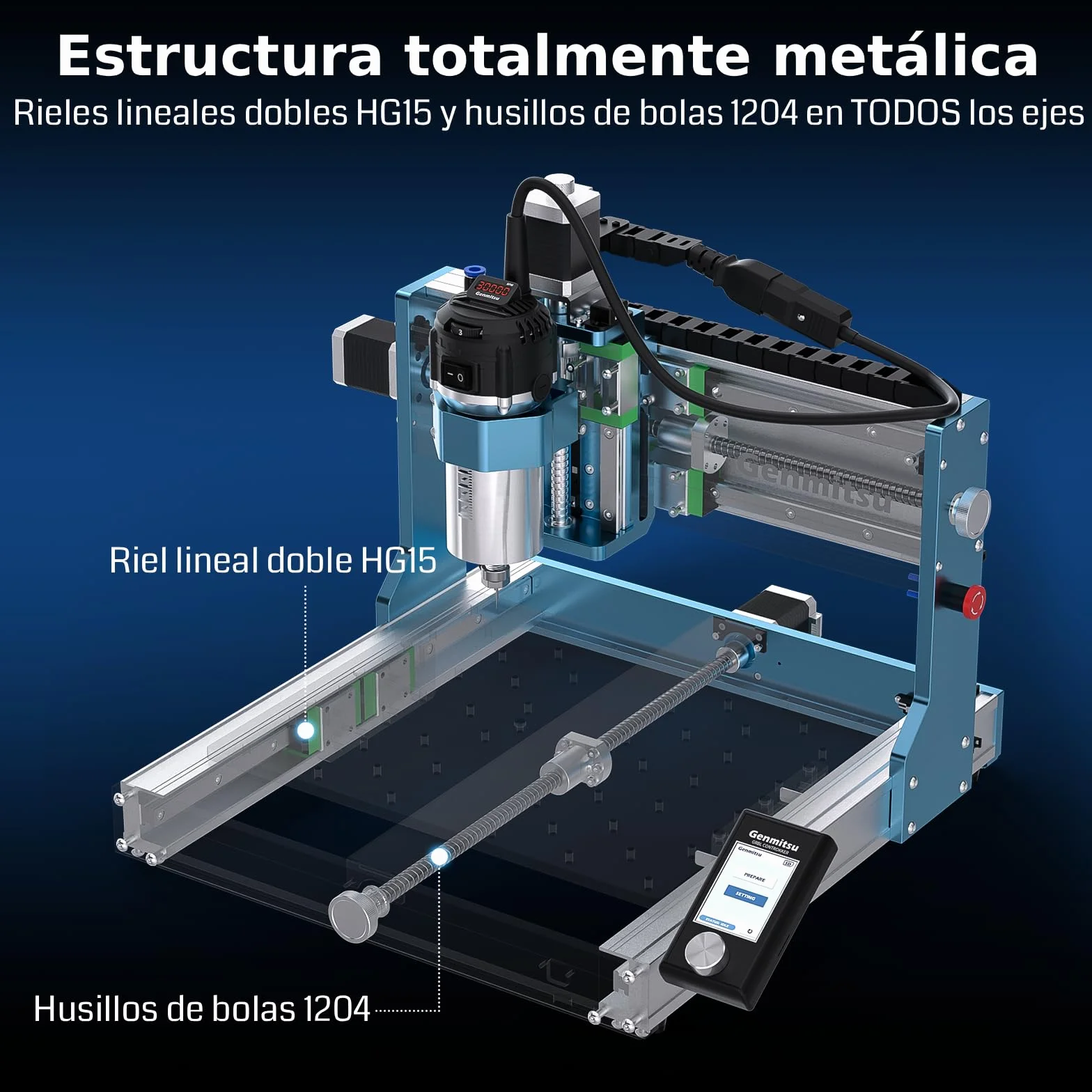 Máquina fresadora CNC Genmitsu 3030-PROVer Ultra para metal, grabadora CNC para todo tipo de metal con potente husillo de 710 W, alta precisión de ±0,03 mm, guías lineales dobles y husillos de bolas