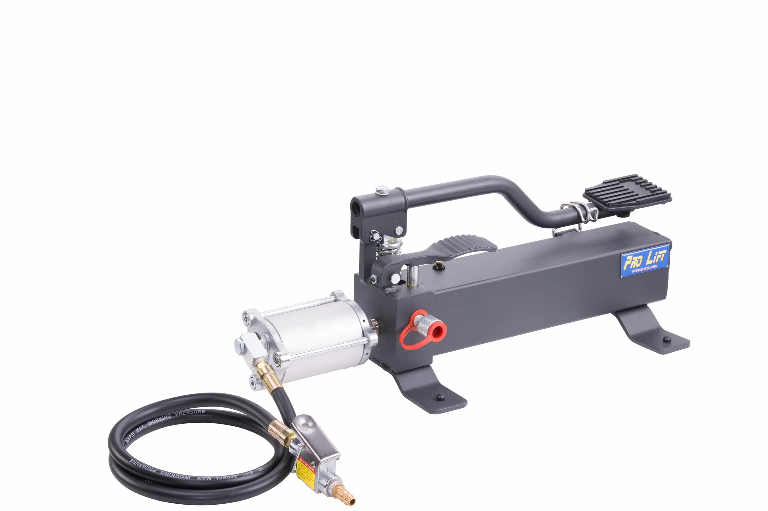 Bomba hidráulica con pedal de pie y transmisión neumática, volumen de aceite: 1000 cm, bomba hidráulica 590 bar de presión de trabajo, bomba hidráulica