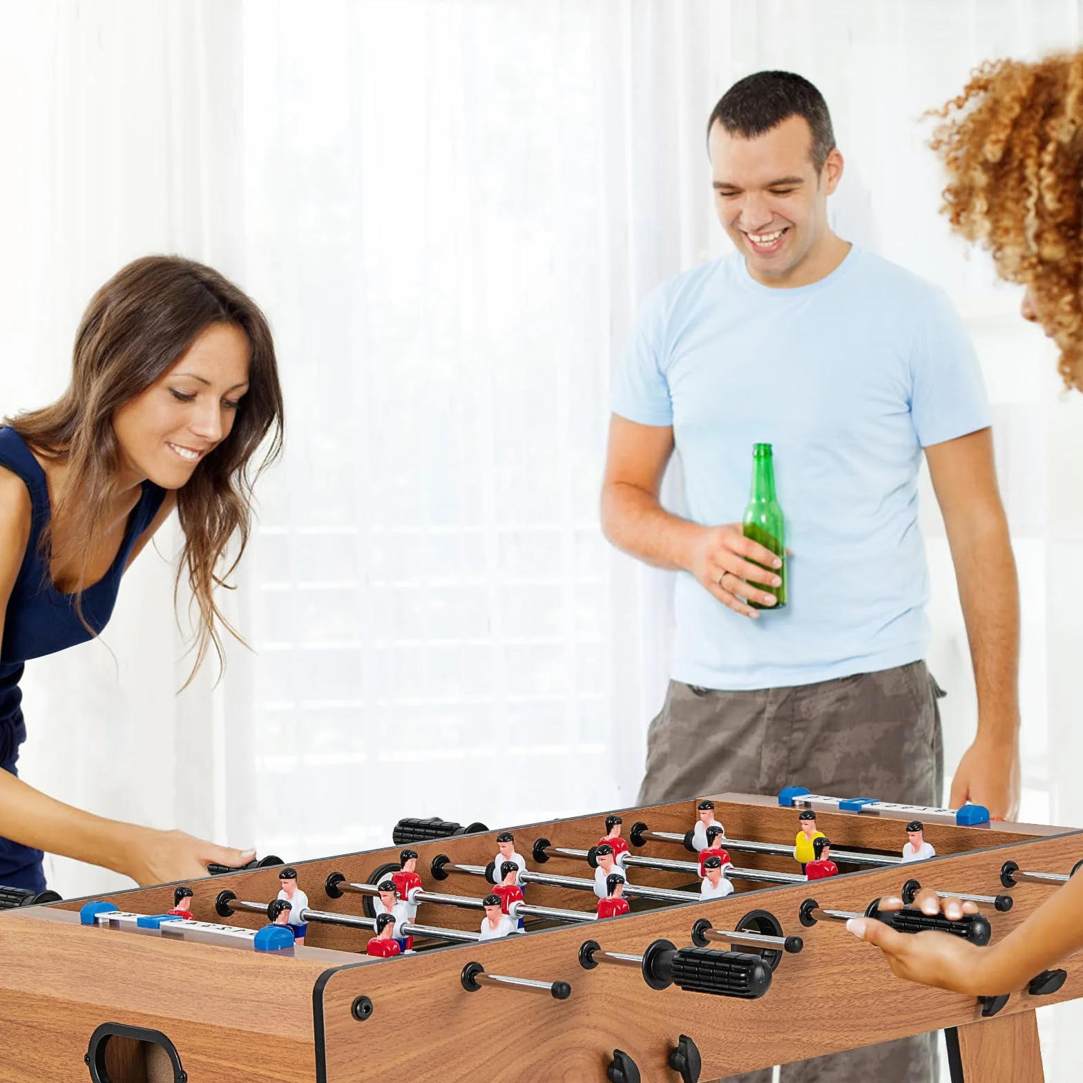 COSTWAY Futbolín de Mesa Plegable con Asas Duraderas, 2 Pelotas y Marcador