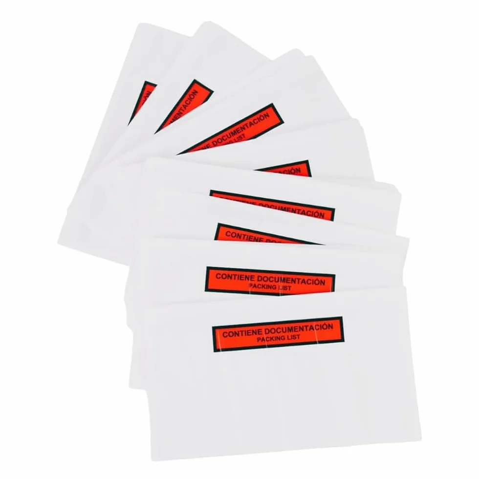 Sobres Packing List 1/3A4 225x115 Transparente Adhesivos Texto Impreso 100 uds
