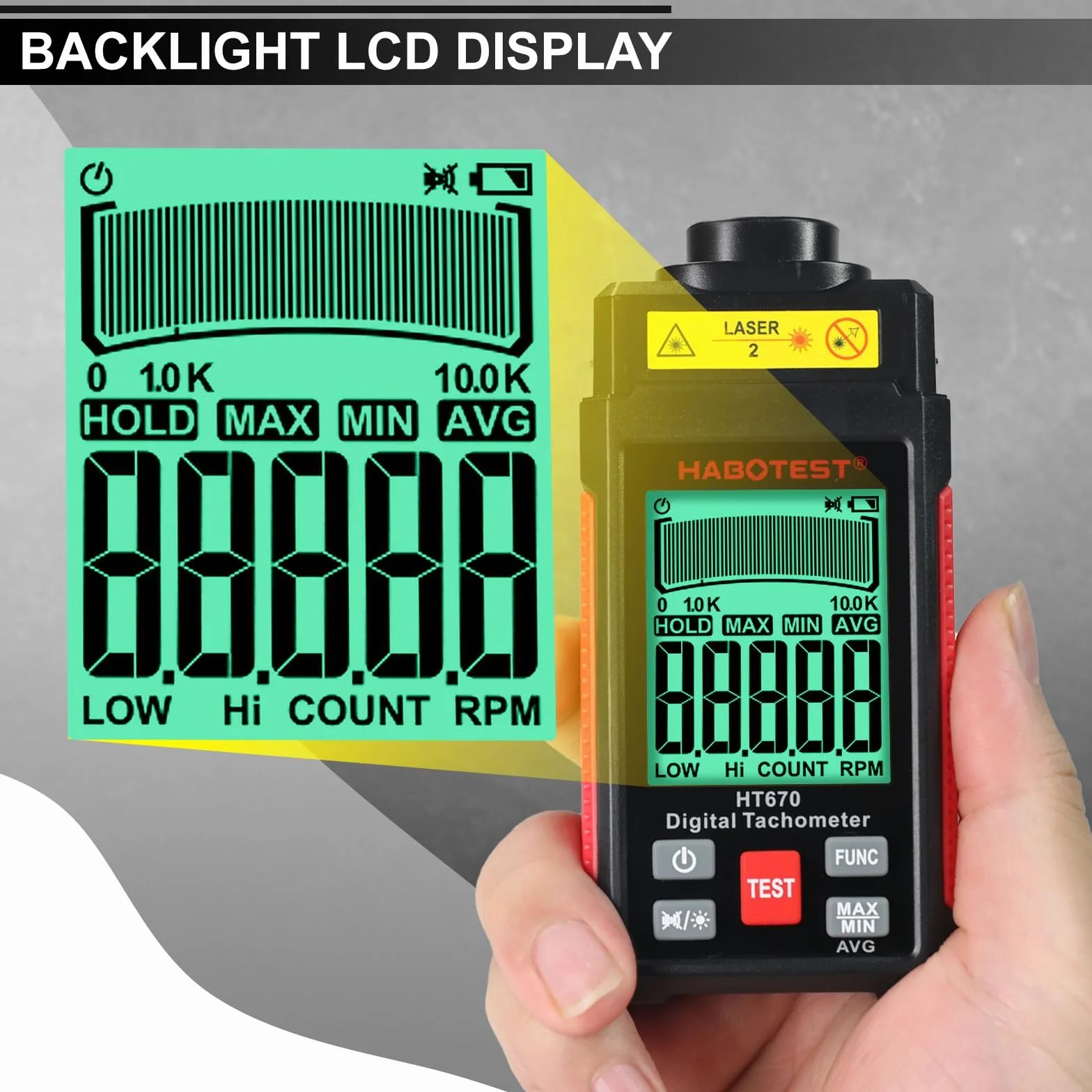 Tacómetro láser digital 99 999 RPM Alta precisión medición sin contacto
