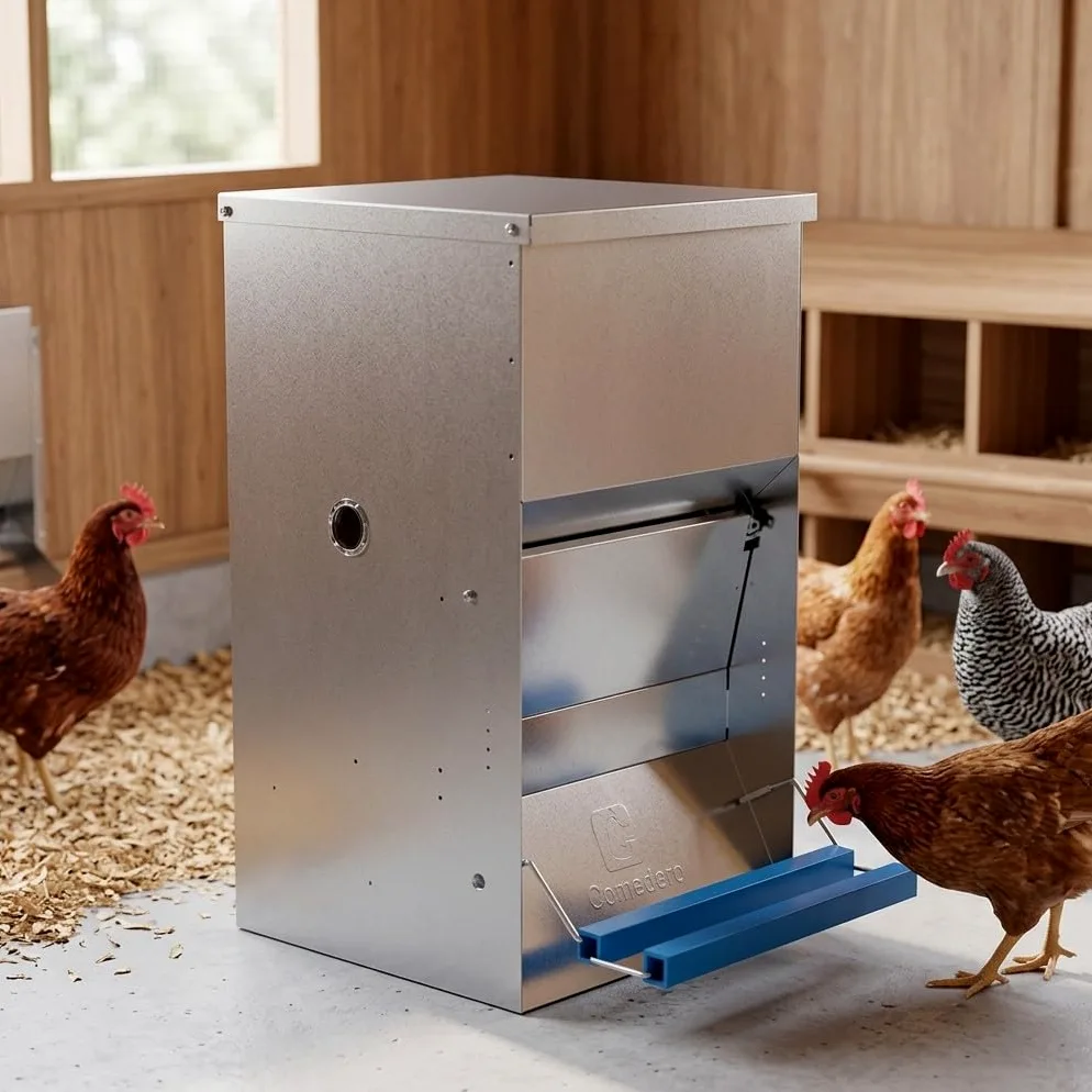 Suinga Comedero Automatico para 15 Gallinas | Capacidad 40 kg | Tolva para Gallinas 50x40x60 cm | Alimentacion Eficiente y Controlada | Diseño Resistente para Uso Exterior y Granja