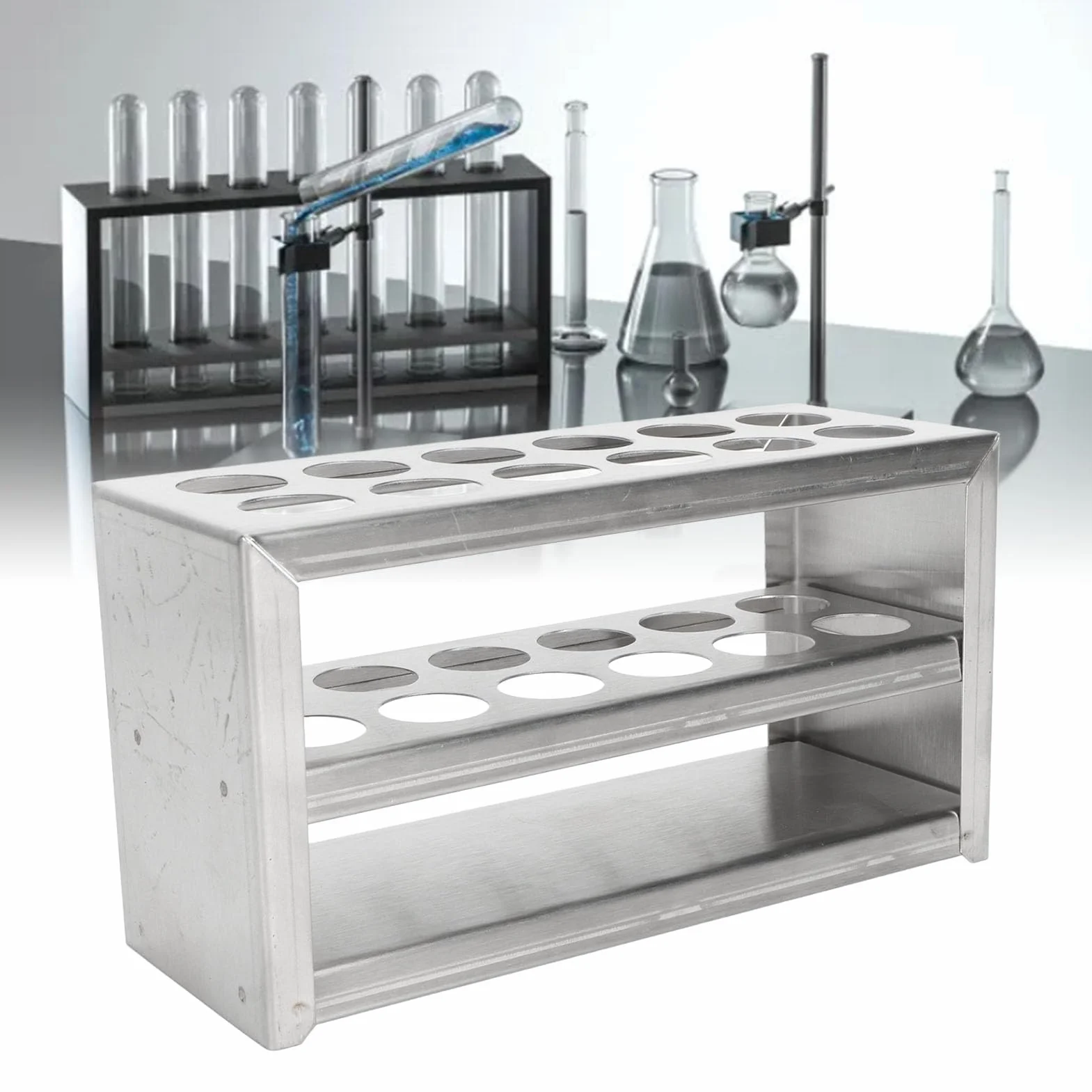 Soporte del Tubo de Ensayo del Acero Inoxidable para el Uso de la Escuela del Laboratorio