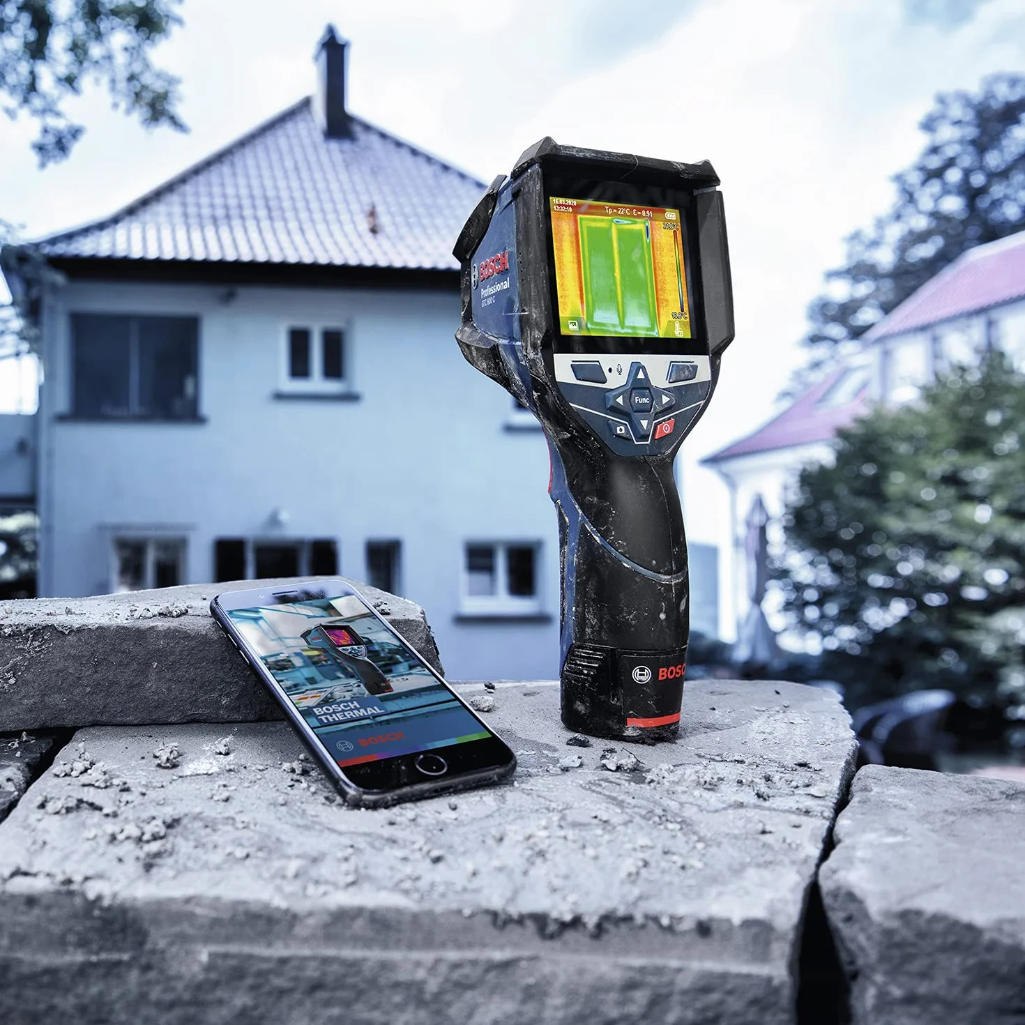 Bosch Professional 12V Cámara térmica GTC 600 C (2 baterías de 12 V, con aplicación, rango de temperatura: de -20 °C a +600 °C, resolución: 256 x 192 px, bolsa protectora) - Amazon Exclusive Set