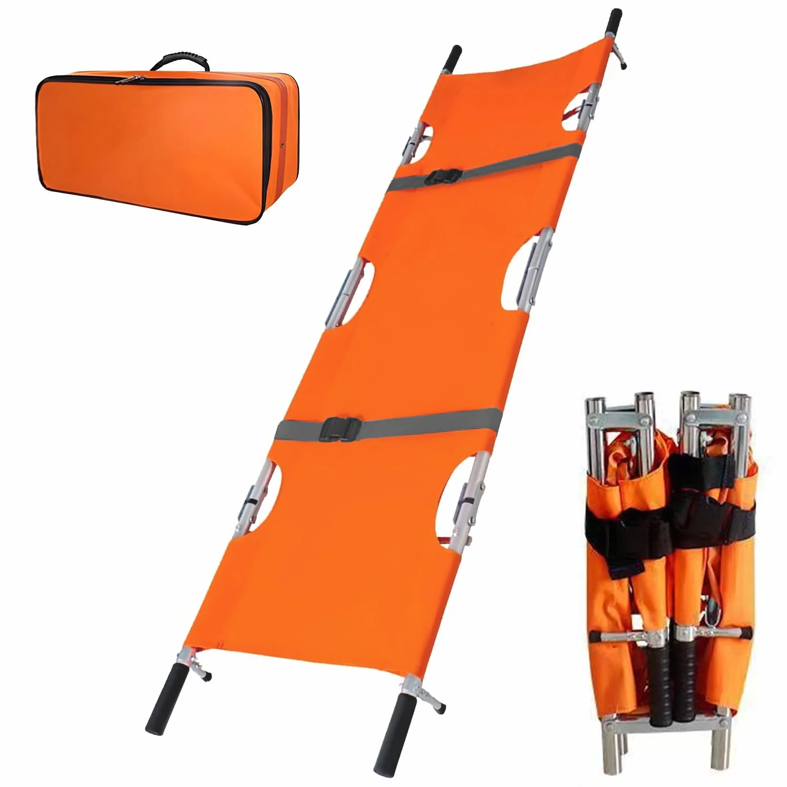 LIROPAU Portapacientes portátil de aluminio con hebillas, 210 x 54 cm, plegable con bolsa de almacenamiento para el transporte de pacientes de emergencia
