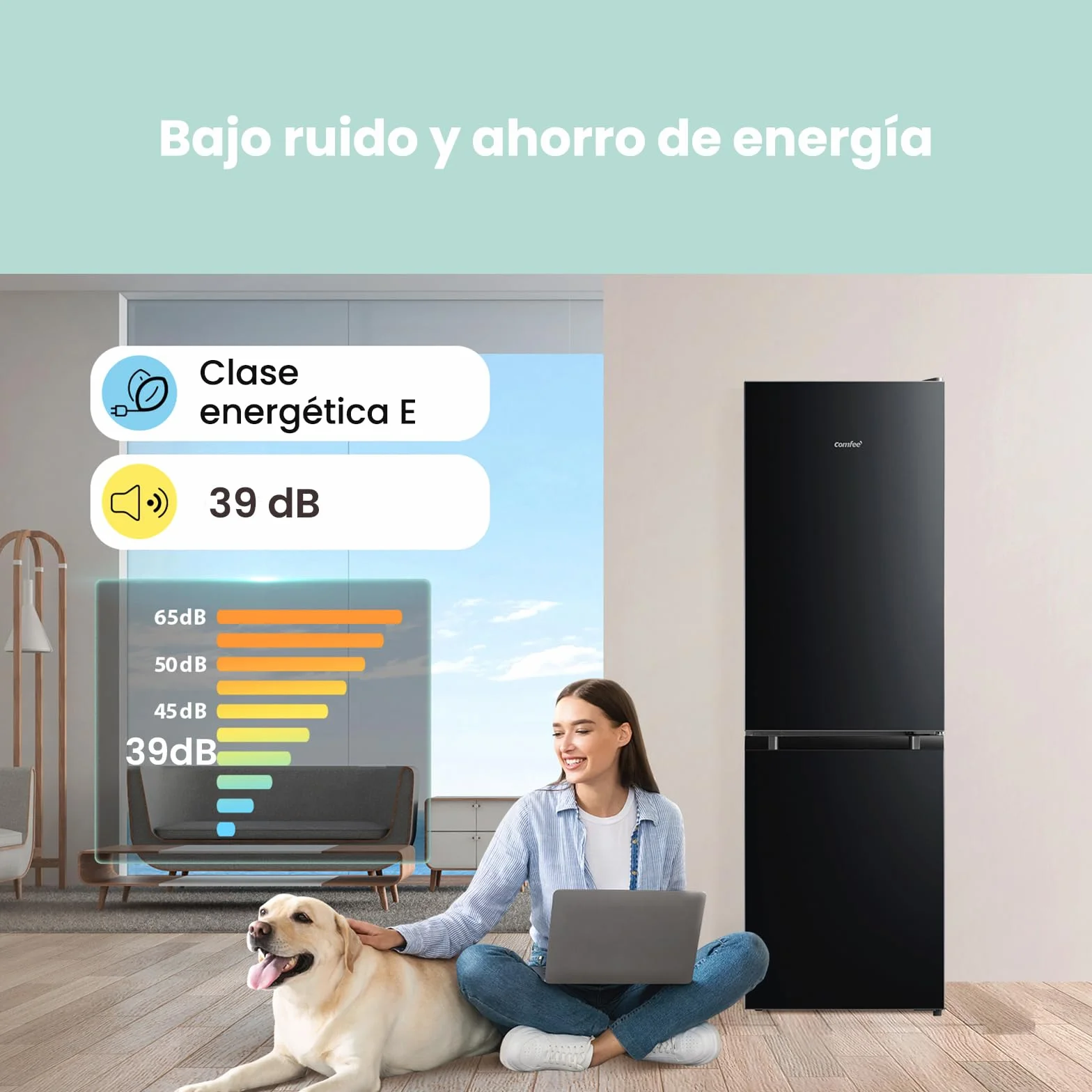Comfee' RCB169DK2(E) Refrigerador con Congelador 150 cm Low Frost 195 kWh/año 174L Negro
