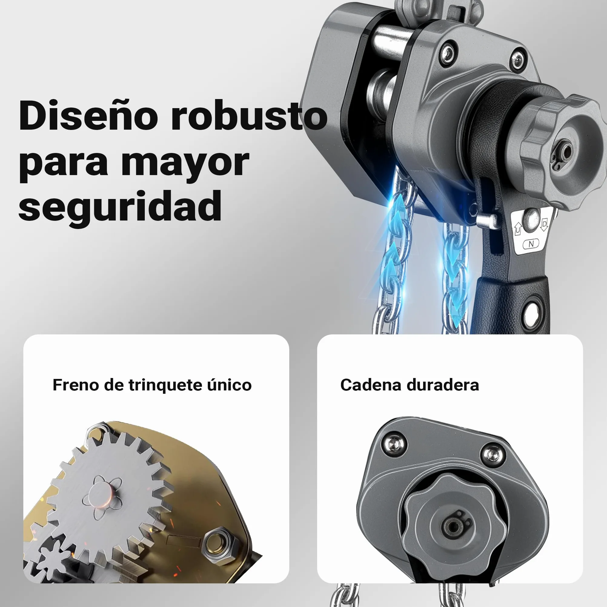 Wiltec Mini polipasto de palanca 250 kg con cadena G100 y carcasa de aluminio cabrestante manual de 1,5 m de elevación sistema de freno y engranaje reductor para mayor seguridad y facilidad de uso