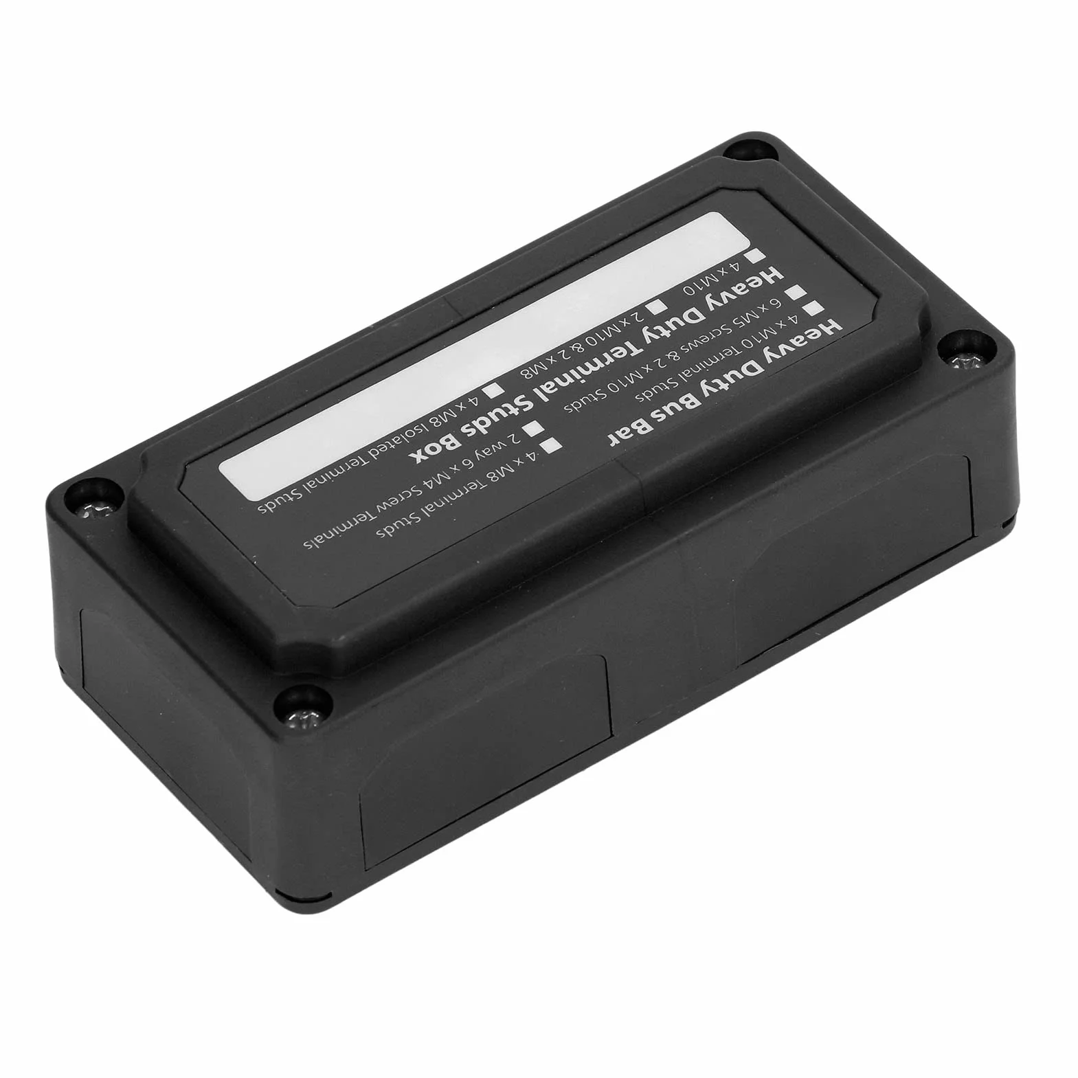 Bloque de distribución de barras, bloque de distribución de alimentación M8 caja barras con cubierta para coche y barco, DC 48 V 300 A (BLACK)