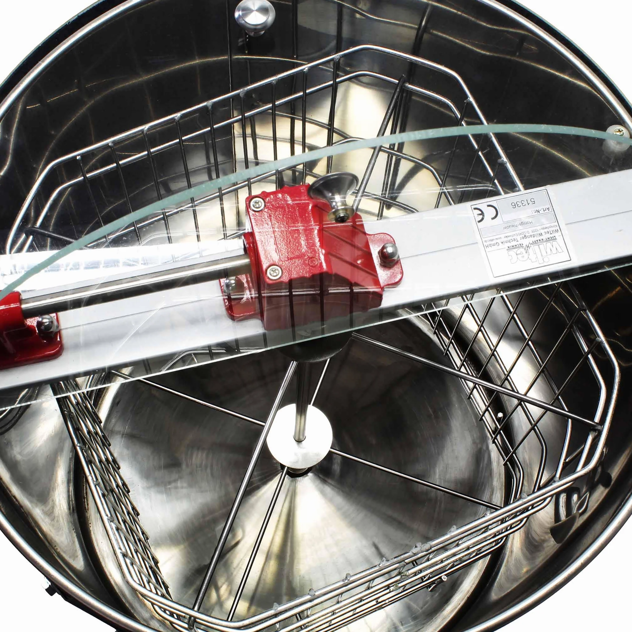 Extractor manual de miel, centrifugadora DNM, para 4 marcos de panales, de acero inoxidable