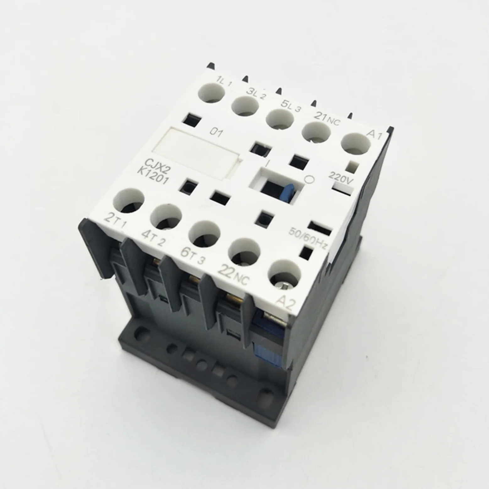 Contactor CJX2-K1201 Bobina de 220 voltios Carril DIN de 35 mm 12a Tres Polos 3p 1nc AC Contactores Electricidad Industrial