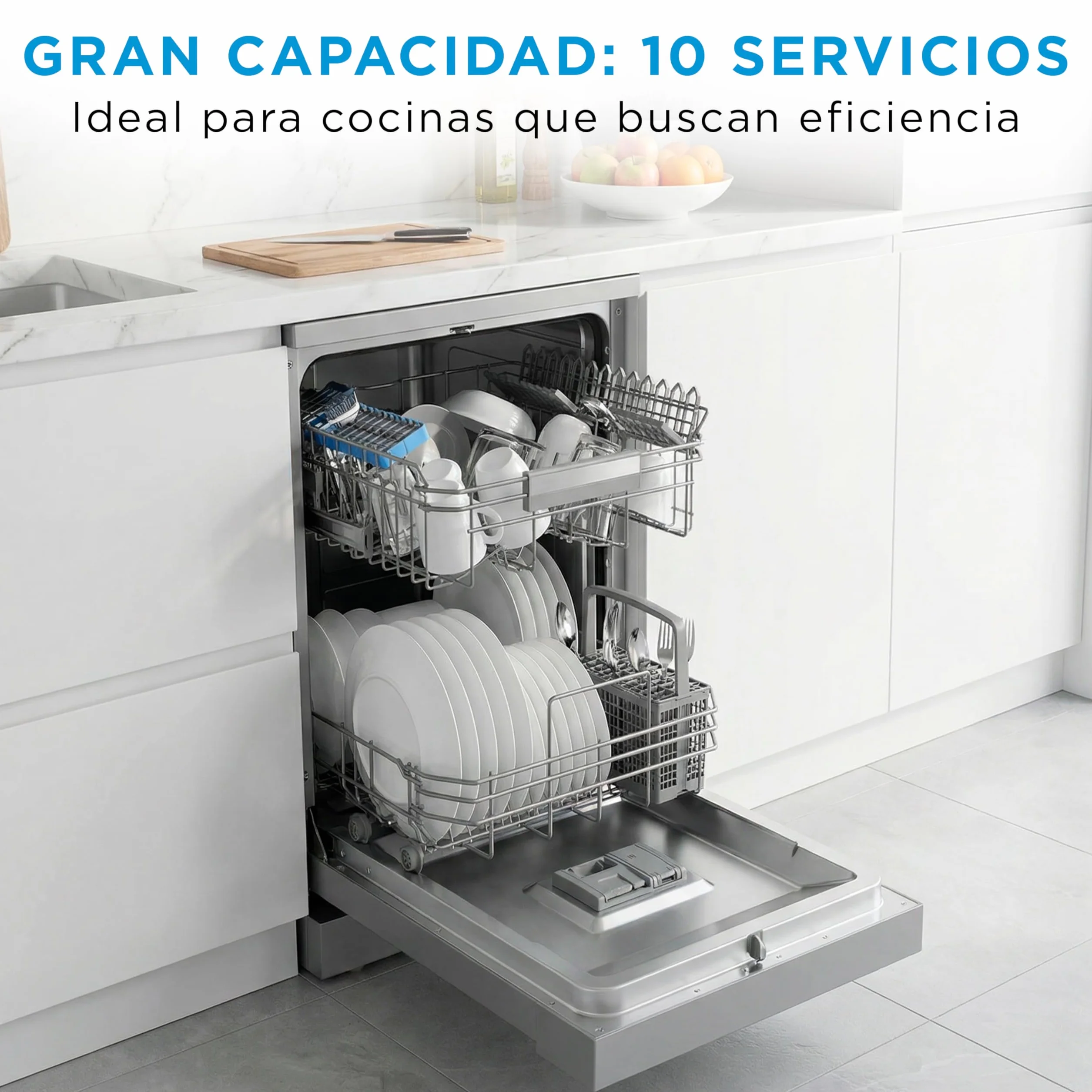 Midea Lavavajillas 45 cm Inox 10 Servicios 8 Programas Lavaplatos Libre Instalación Compacto Integrable