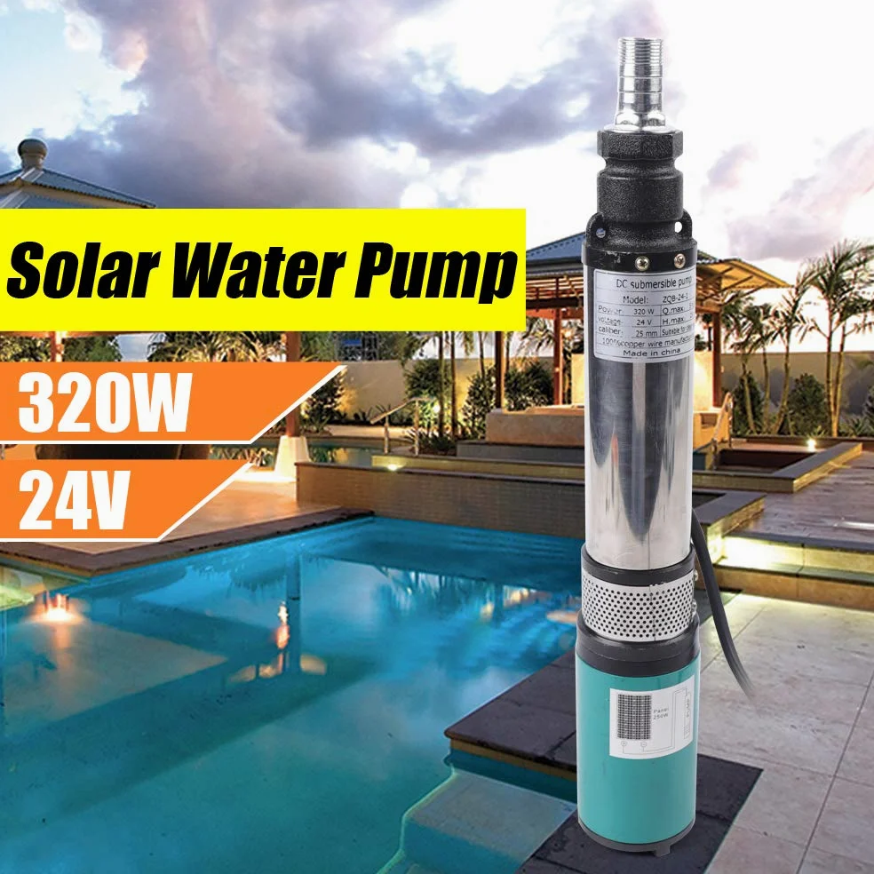 Bomba solar para pozos profundos (24 V, 320 W, acero inoxidable, sumergible, bomba de agua, absorción de agua, bomba de agua, bomba de pozo, para fábricas, minas, operaciones, fuentes