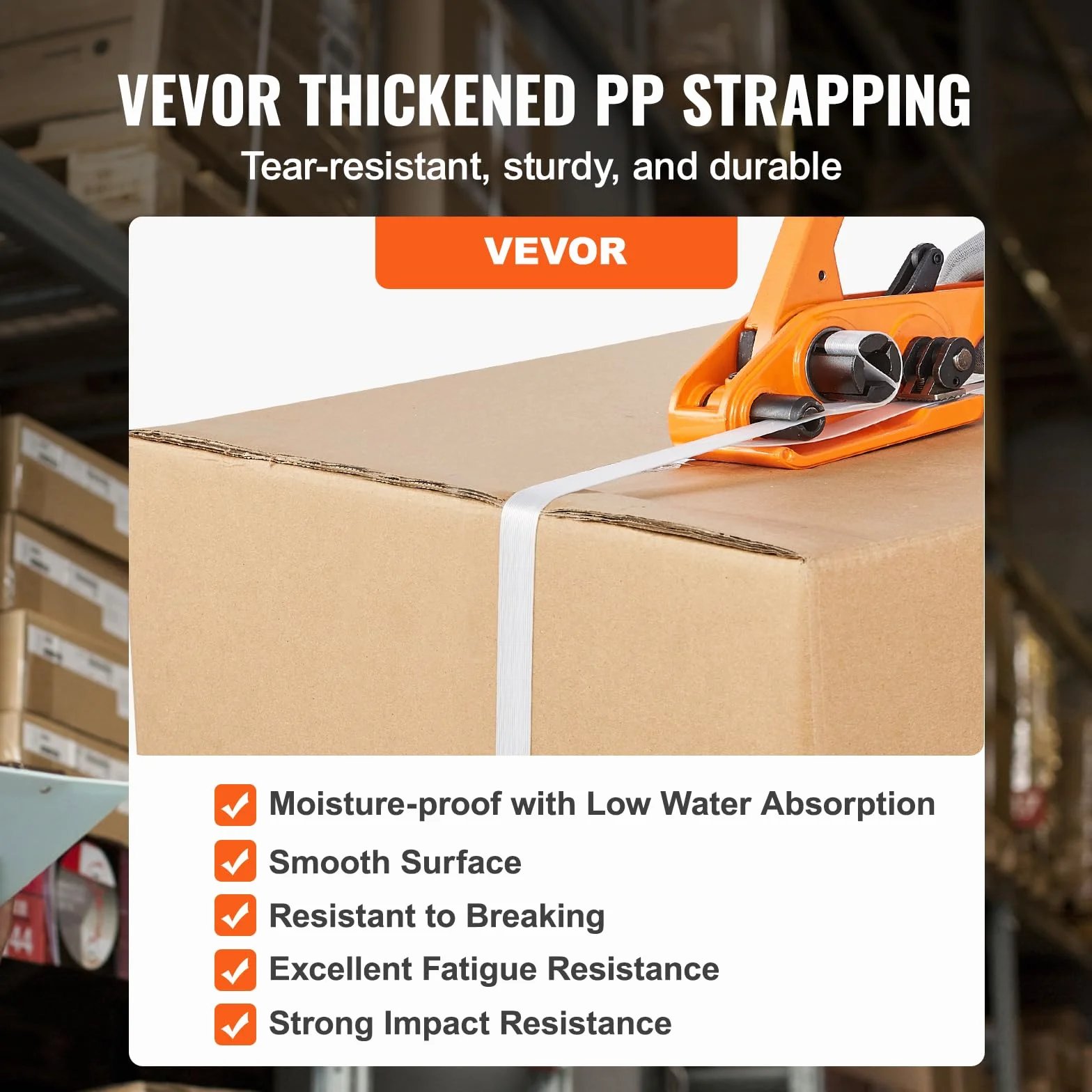 VEVOR Kit de flejado con herramienta tensora y selladora, banda PP 3280 pies, 1000 sellos metal, embalaje paletas