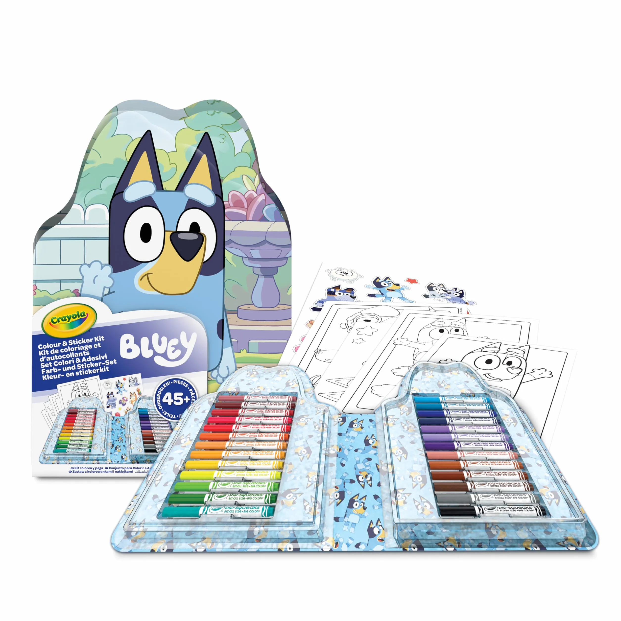 CRAYOLA Maletín Bluey para Colorear con Pegatinas, Set con rotuladores, 45 Piezas