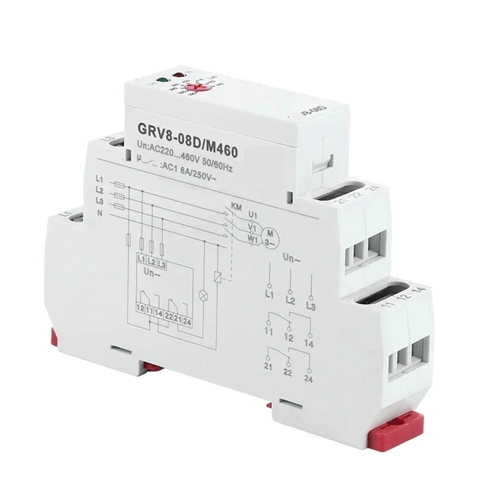 Relé de sobretensión y subtensión GRV8-08 Relé de control de asimetría de secuencia de fase y falla de fase 1 pieza(GRV8-08D M460)