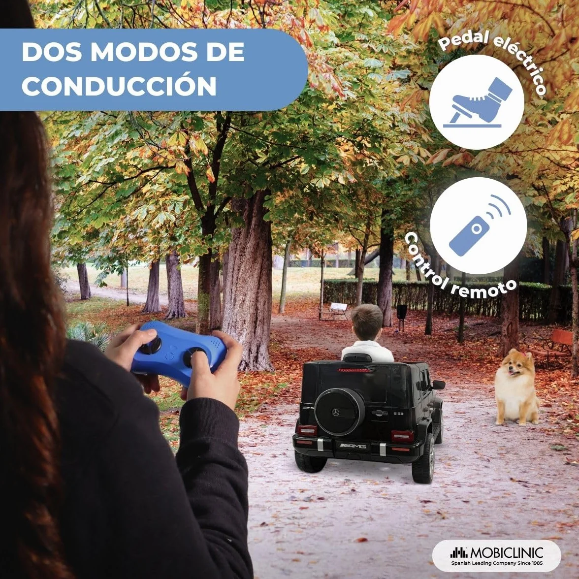 Mobiclinic Mercedes Benz AMG G63 Coche Eléctrico para Niños 12V Control Remoto y Pedal Todoterreno