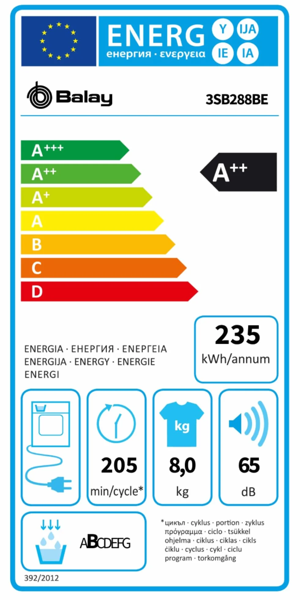 Balay Secadora Bomba de Calor 8 kg 3SB288BE Blanco