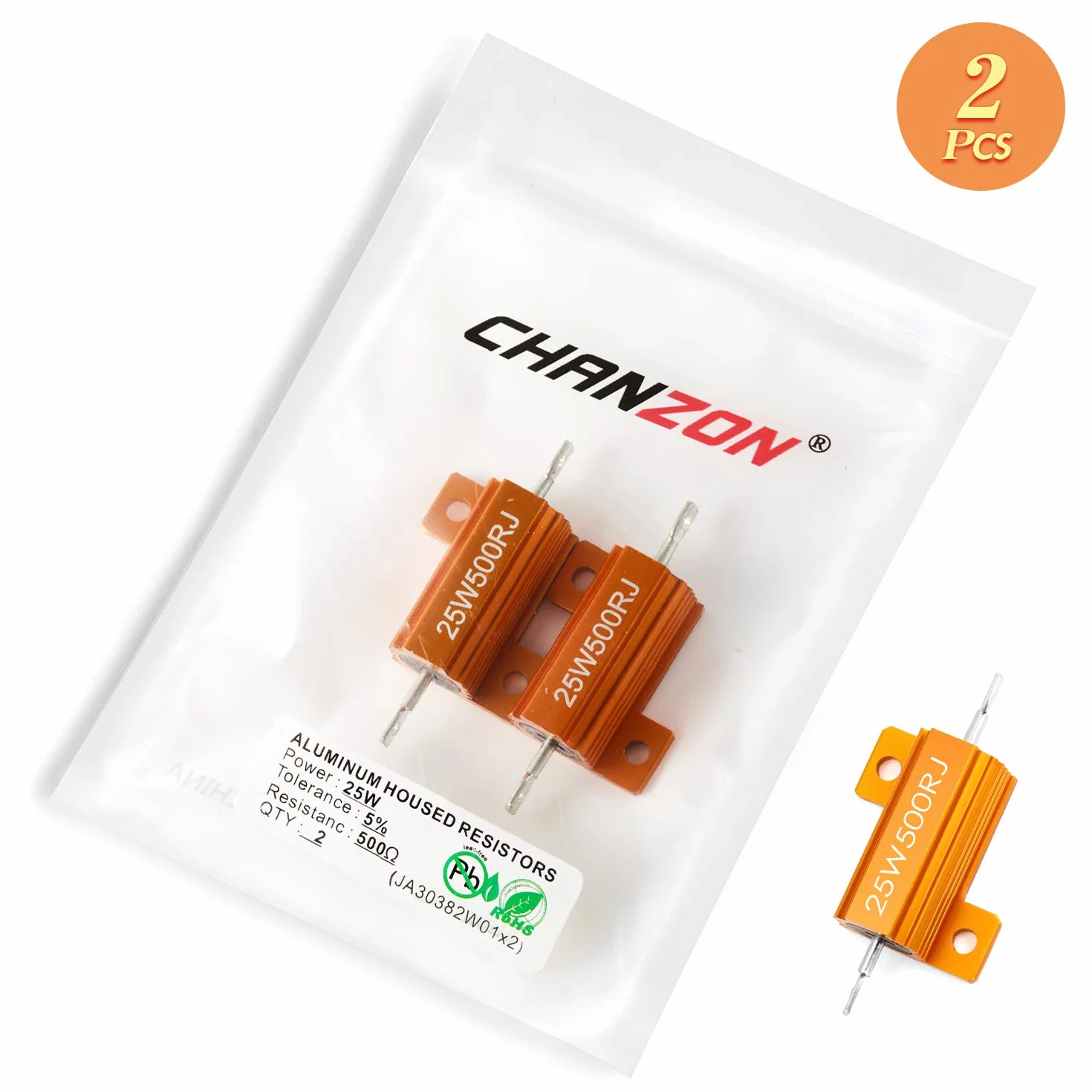 Chanzon Resistencia de carga Resistor bobinado 500Ω 25W ±5% 500R