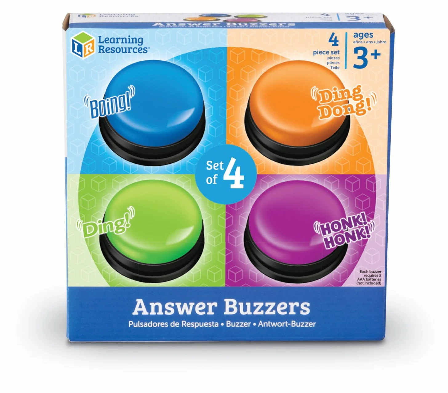 Learning Resources Botones de Respuesta Juego Educativo con Sonidos para Niños 3+ Set de 4 Zumbadores Interactivos