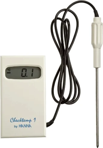 Hanna Instruments HI 98509 Checktemp 1C Thermistor Thermometer, with Stainless Steel Probe and 1m Cable, -50.0 to 150.0 degrees C, + or - 0.3 degrees C (from -20 to 90 degrees C), + or - 0.5 degrees C (outside), 4.2" H x 2.3" W x 0.7" D by Hanna Instrumen